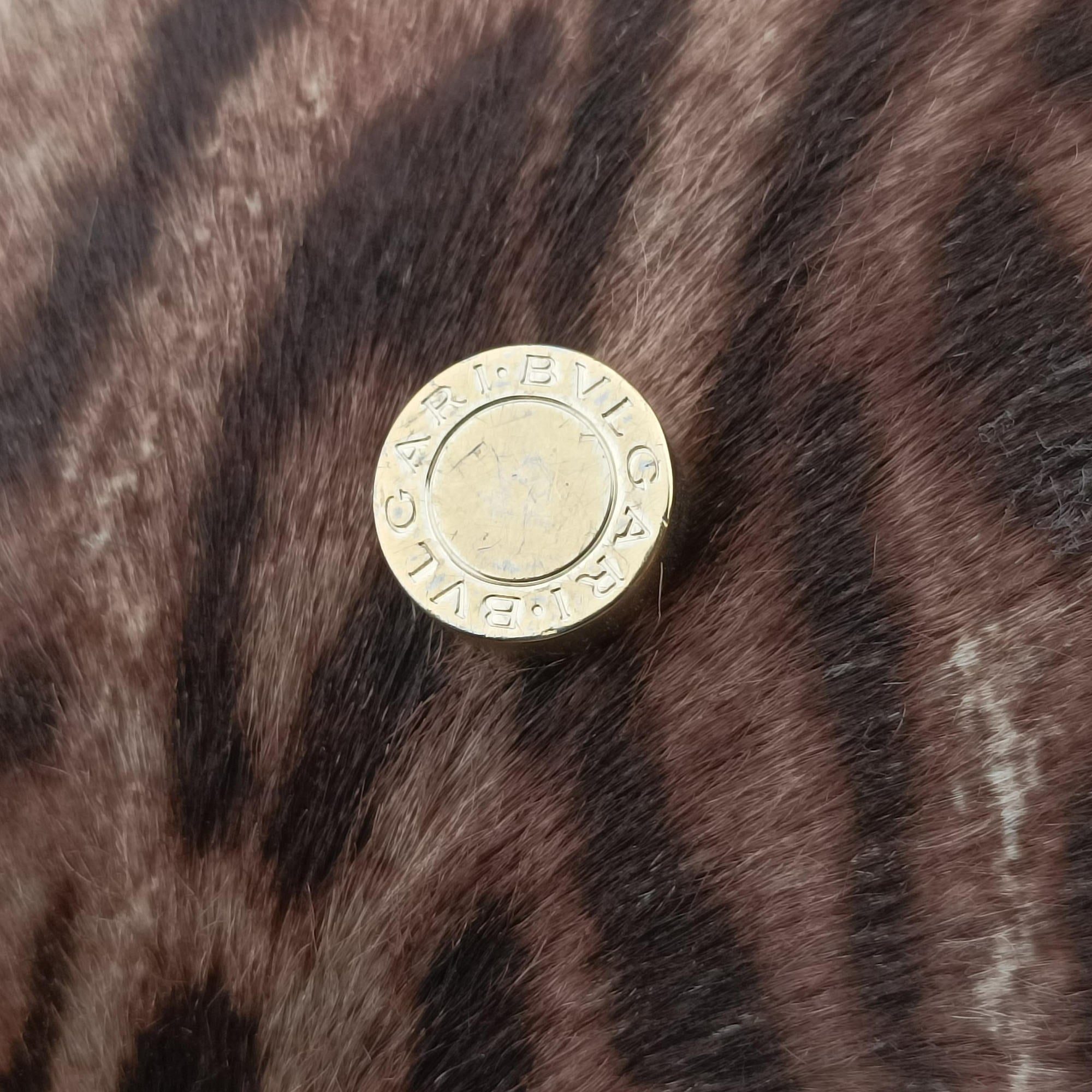 Pre-owned Bvlgari Leopard Print Brown Leather× Fur  shoulderbag | stylenewstar