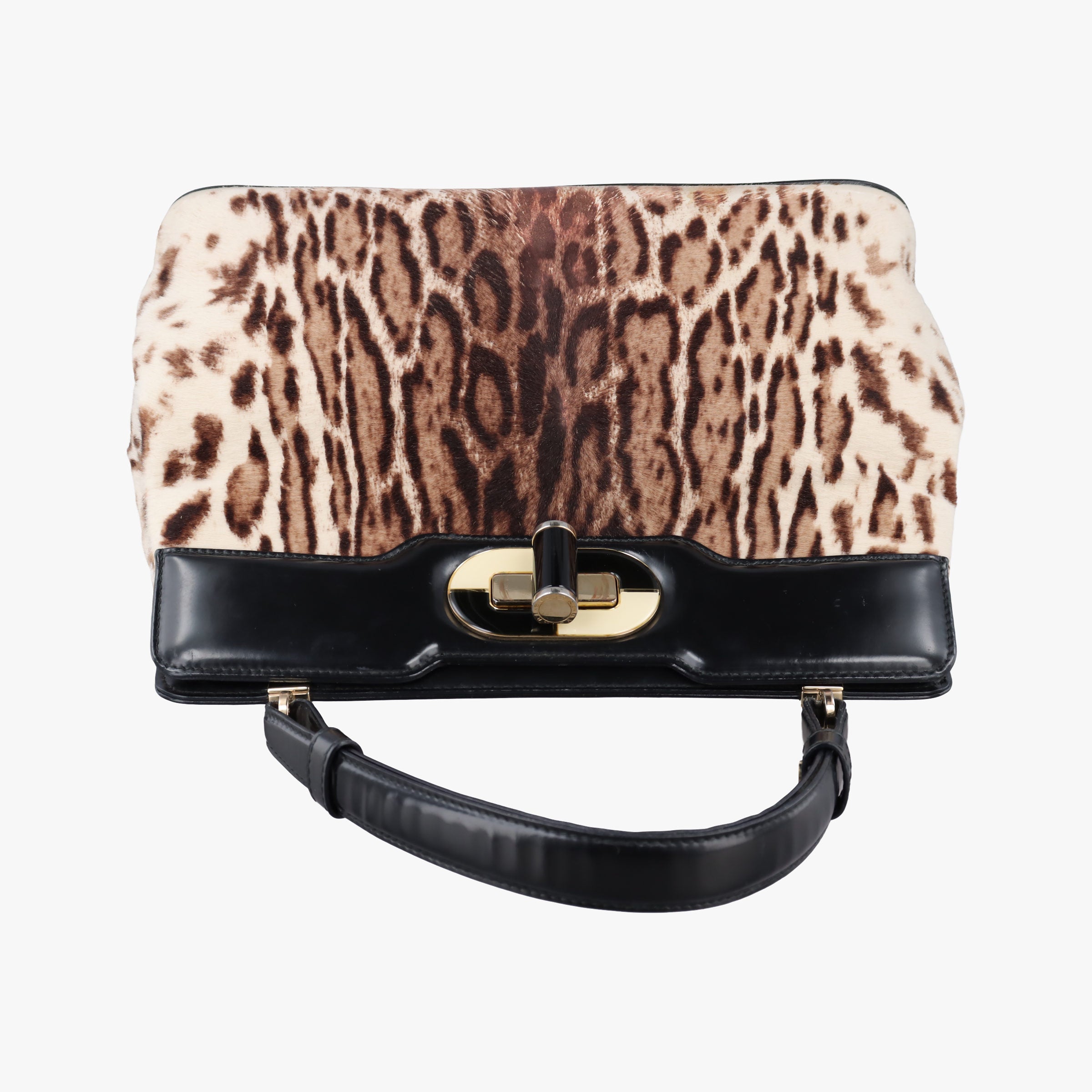 Pre-owned Bvlgari Leopard Print Brown Leather× Fur  shoulderbag | stylenewstar