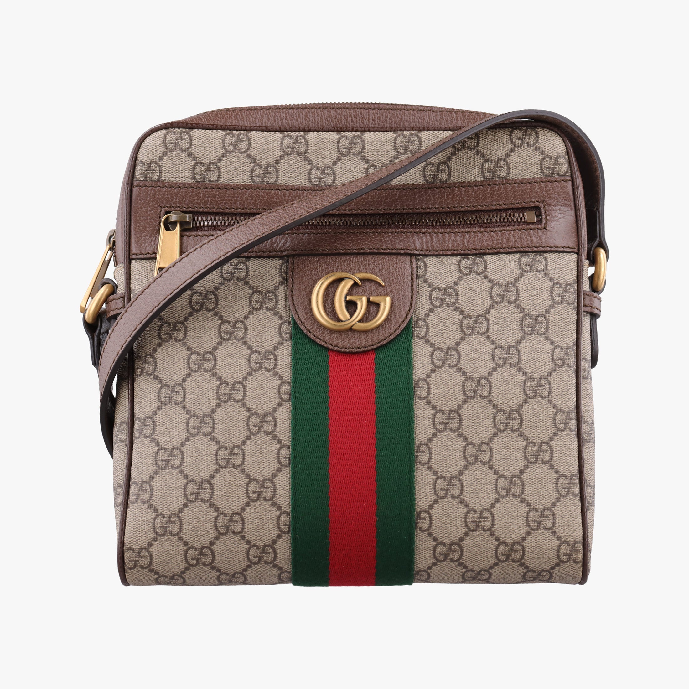 Pre-owned Gucci Ophidia brown×Beige PVC coated canvas×Leather 547926 shoulderbag | stylenewstar