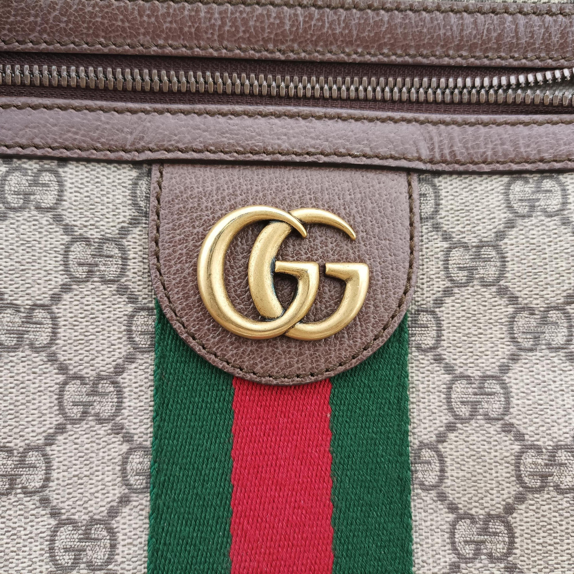 Pre-owned Gucci Ophidia brown×Beige PVC coated canvas×Leather 547926 shoulderbag | stylenewstar
