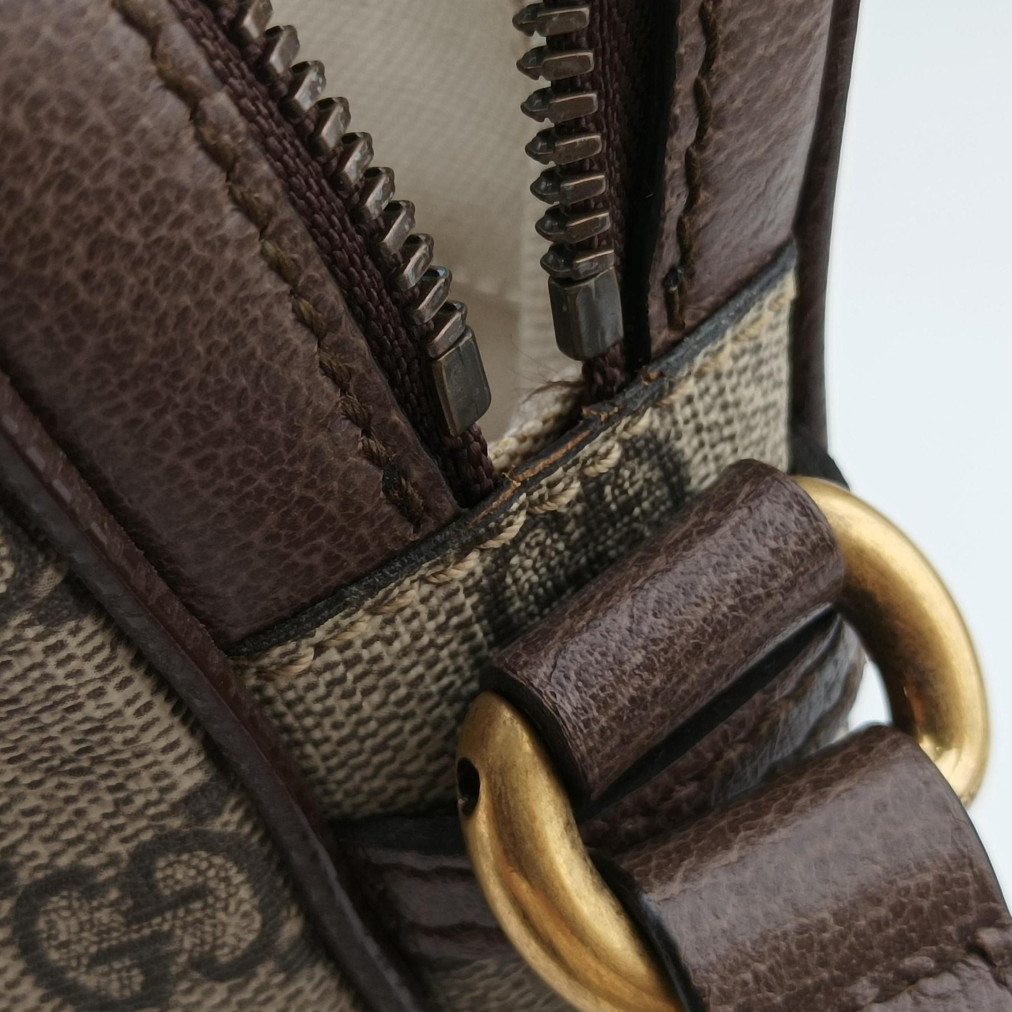 Pre-owned Gucci Ophidia brown×Beige PVC coated canvas×Leather 547926 shoulderbag | stylenewstar