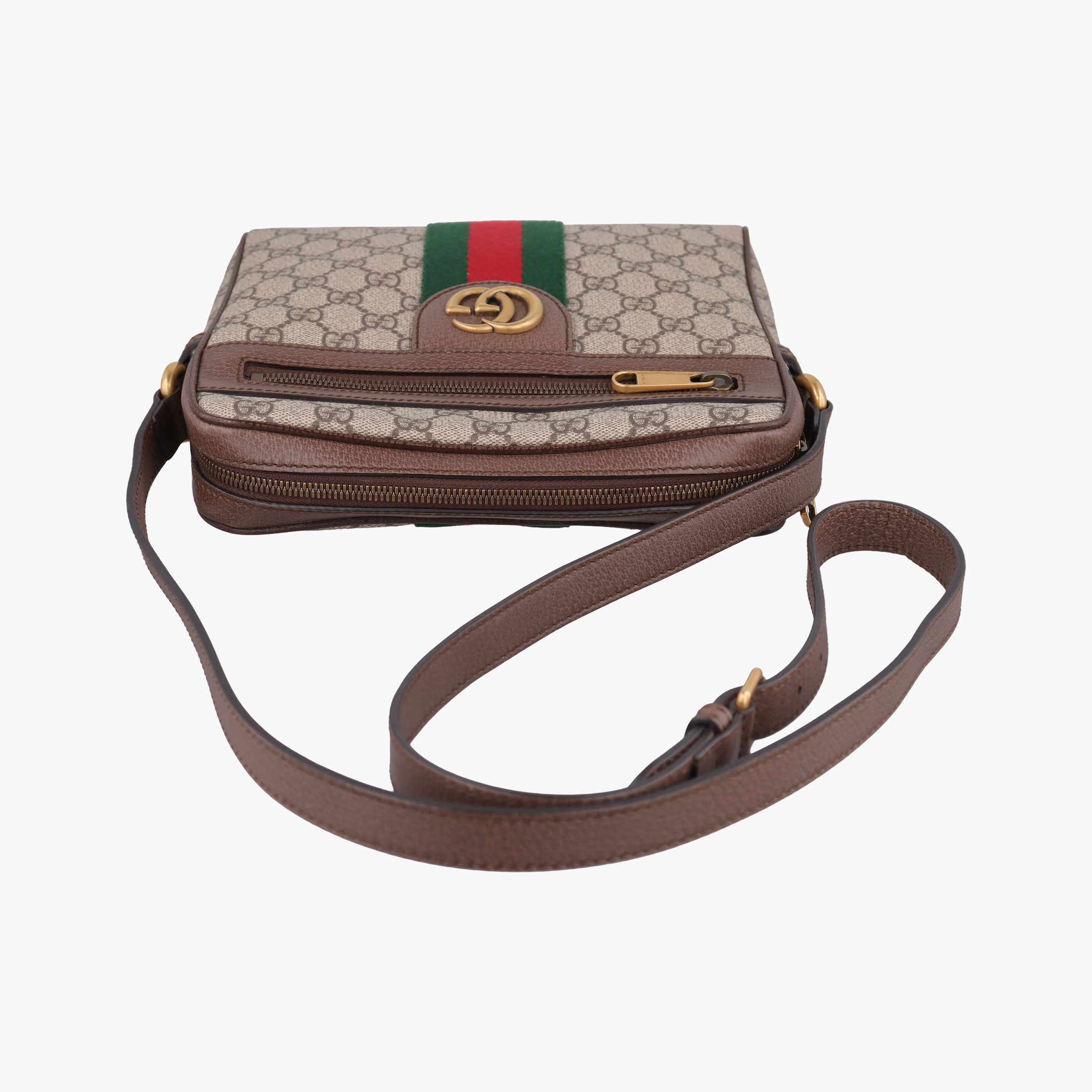 Pre-owned Gucci Ophidia brown×Beige PVC coated canvas×Leather 547926 shoulderbag | stylenewstar