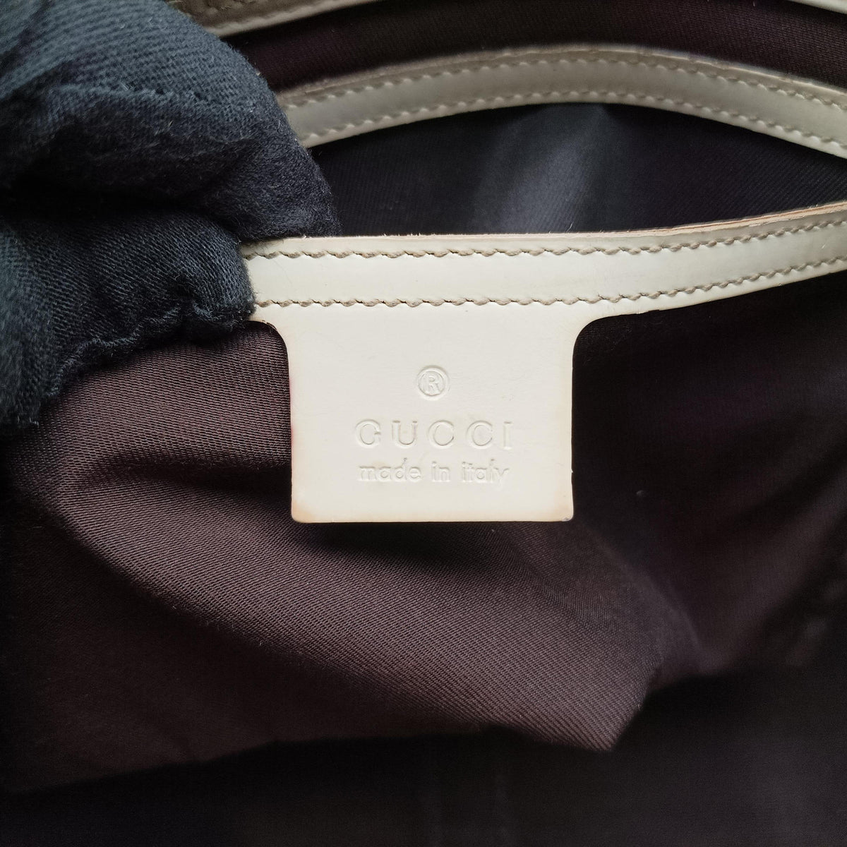 Pre-owned Gucci Jackie Brown×White PVC coated canvas×Leather 203494 handbag | stylenewstar