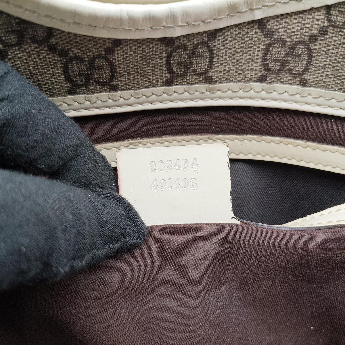 Pre-owned Gucci Jackie Brown×White PVC coated canvas×Leather 203494 handbag | stylenewstar