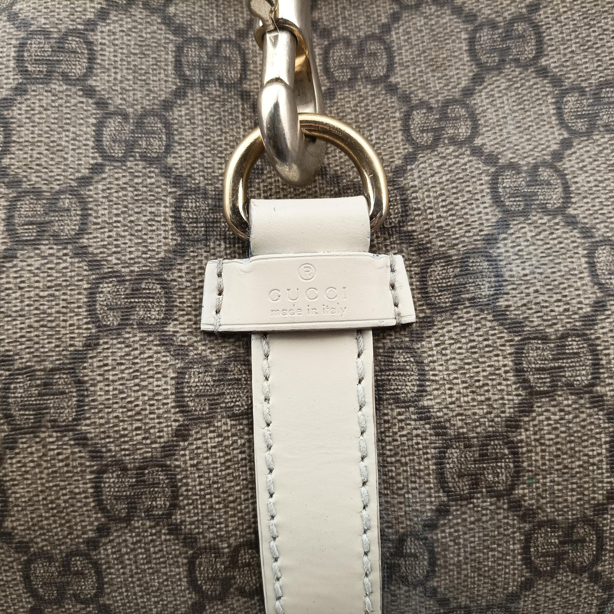 Pre-owned Gucci Jackie Brown×White PVC coated canvas×Leather 203494 handbag | stylenewstar