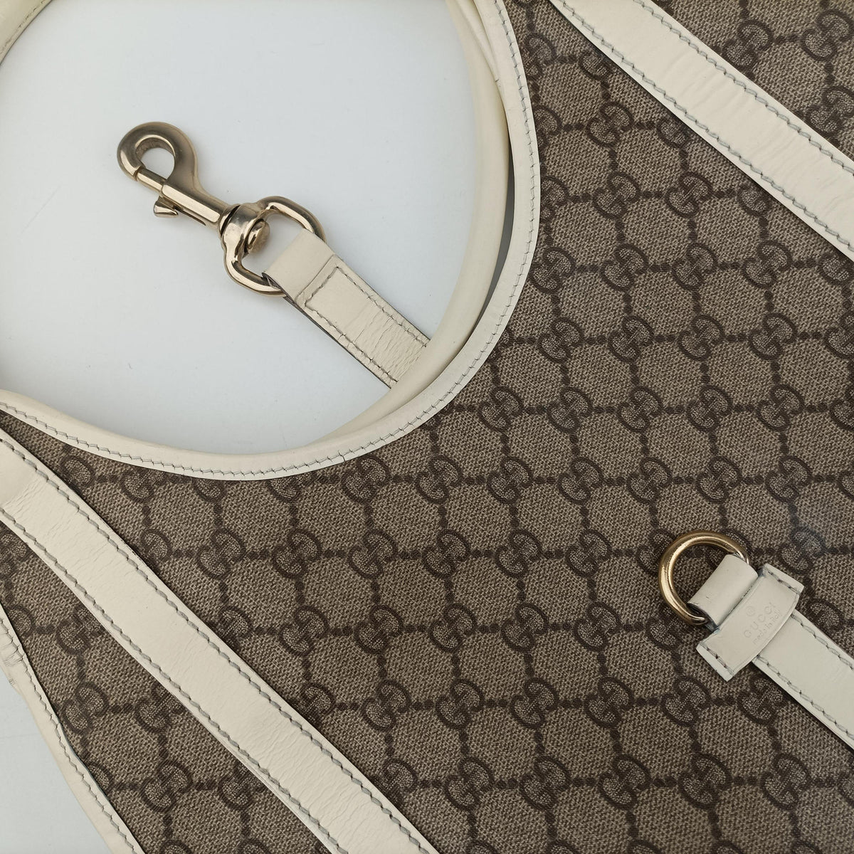 Pre-owned Gucci Jackie Brown×White PVC coated canvas×Leather 203494 handbag | stylenewstar