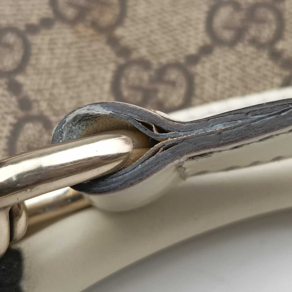 Pre-owned Gucci Jackie Brown×White PVC coated canvas×Leather 203494 handbag | stylenewstar