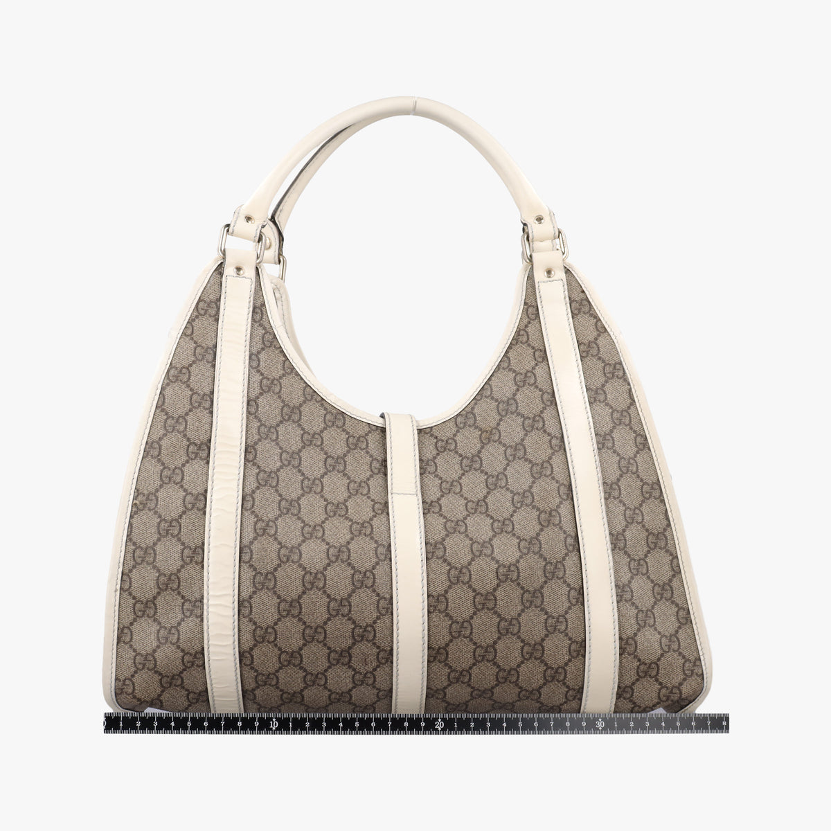 Pre-owned Gucci Jackie Brown×White PVC coated canvas×Leather 203494 handbag | stylenewstar