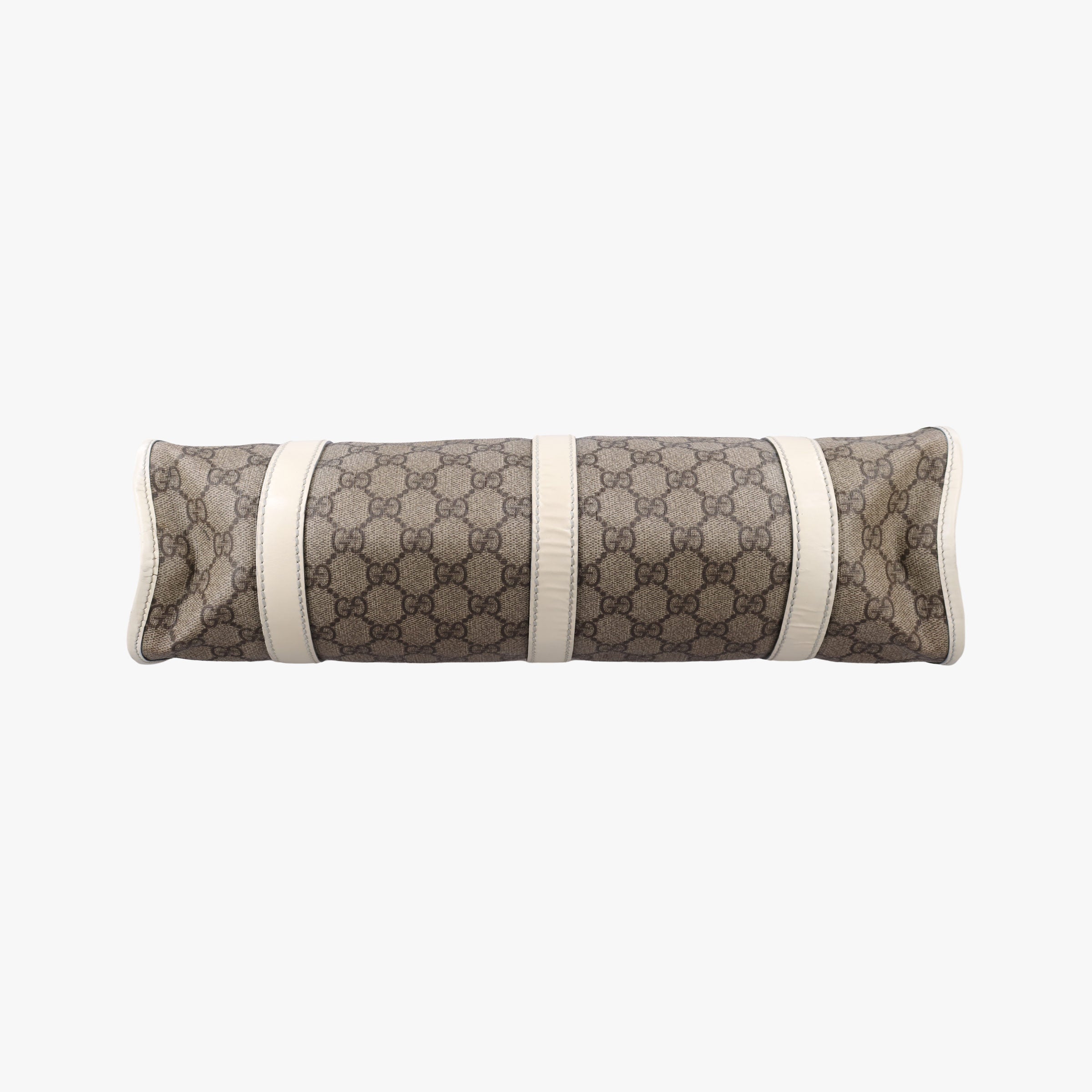 Pre-owned Gucci Jackie Brown×White PVC coated canvas×Leather 203494 handbag | stylenewstar