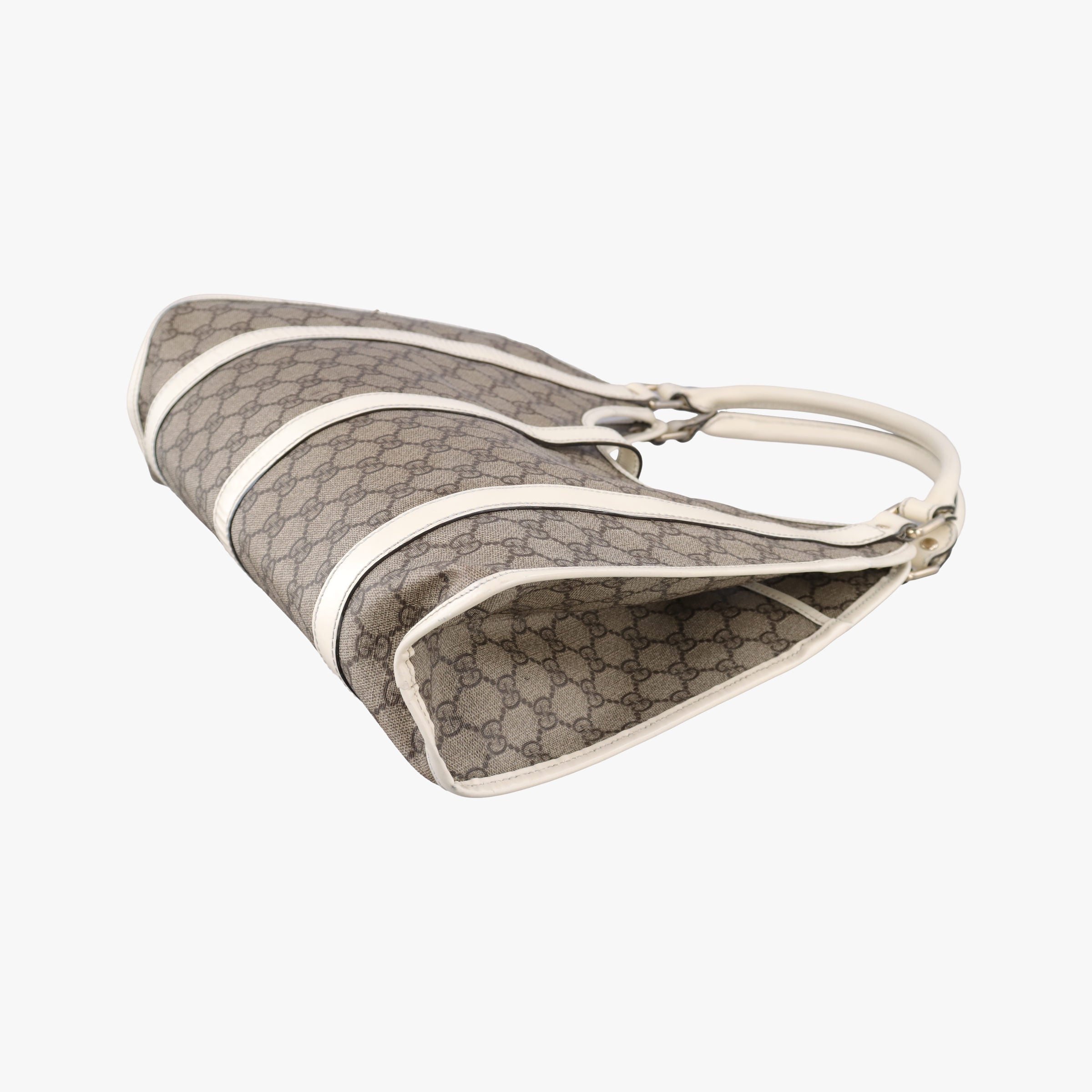 Pre-owned Gucci Jackie Brown×White PVC coated canvas×Leather 203494 handbag | stylenewstar