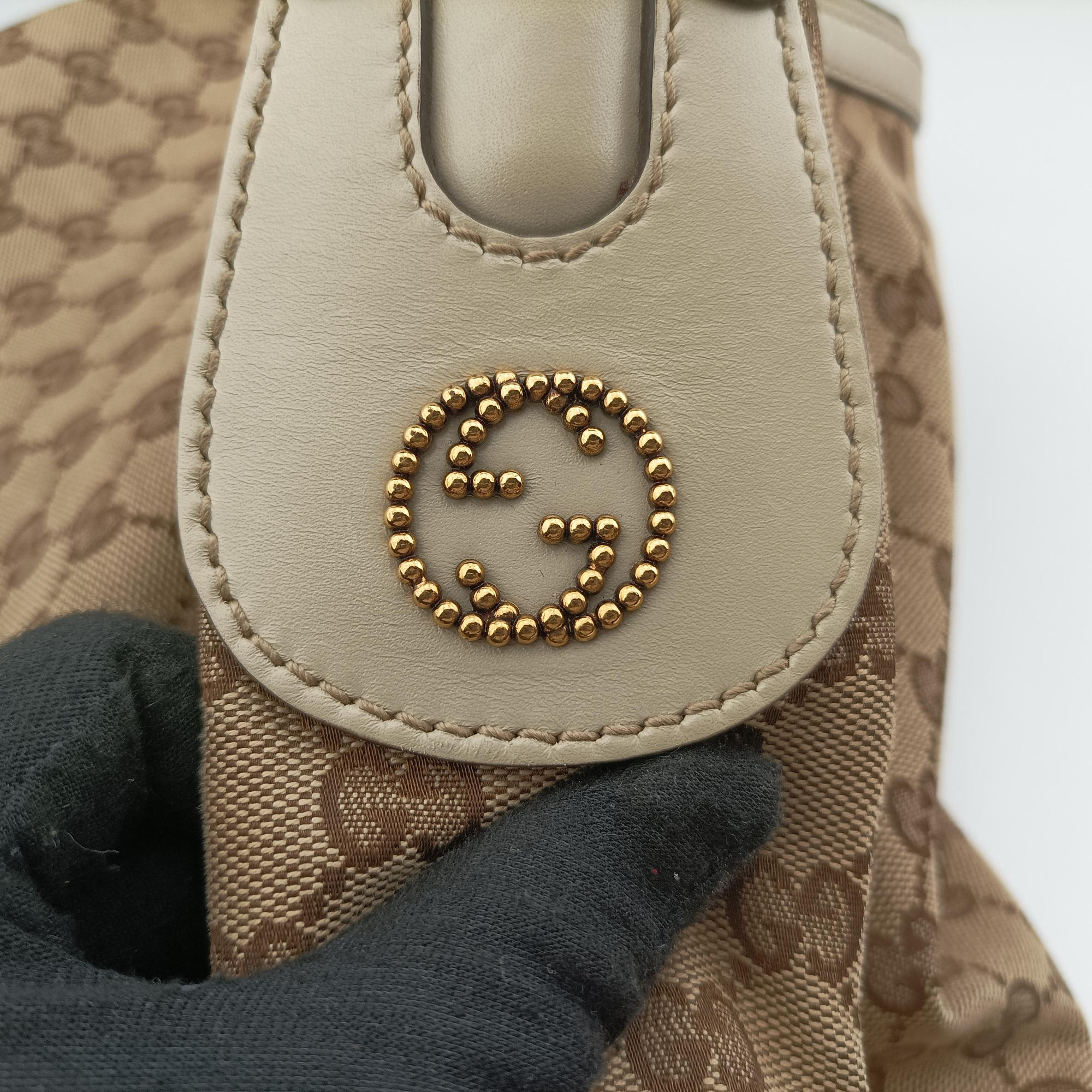 Vintage Gucci Guccissima Beige x Brown Canvas×Leather 282297 handbag | stylenewstar