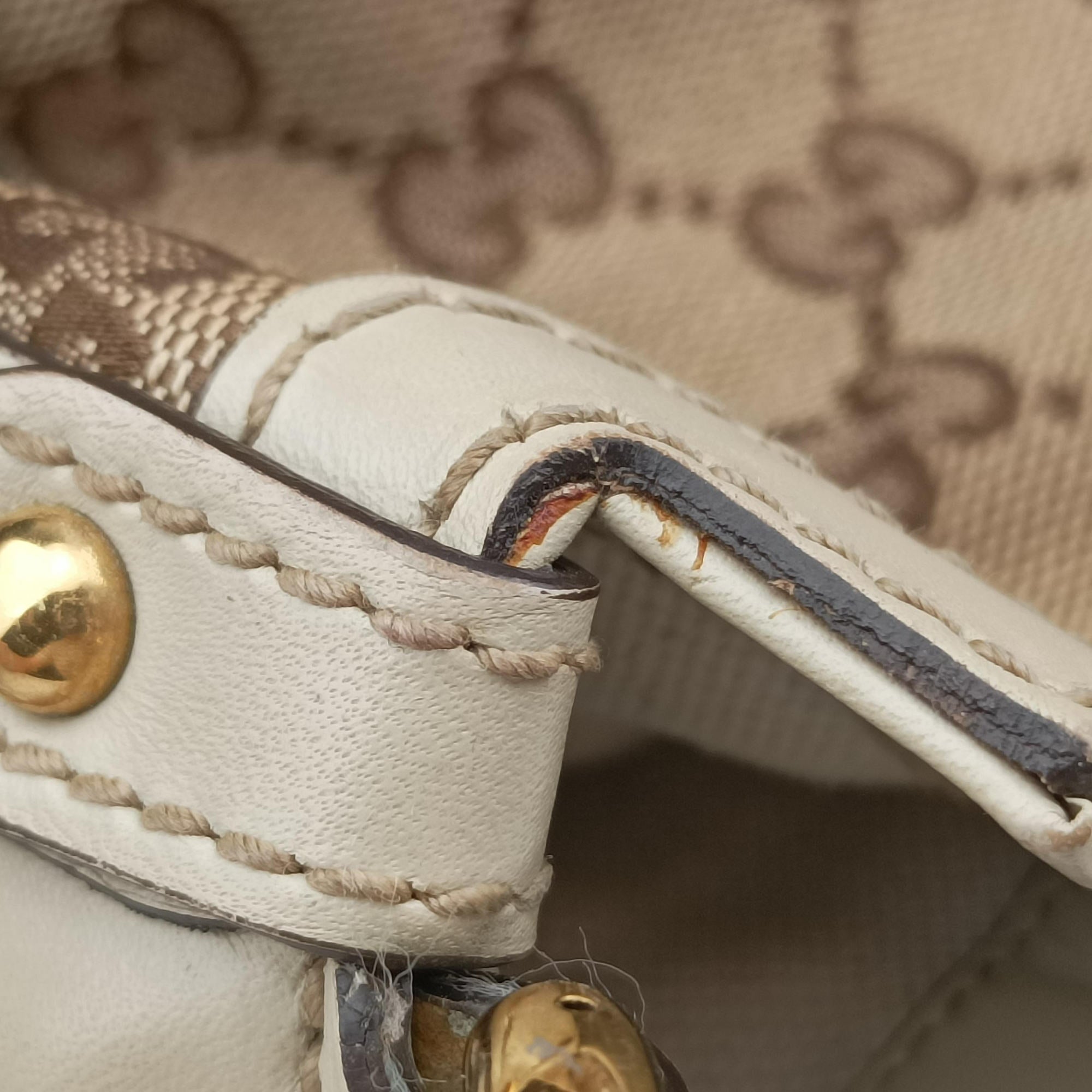 Vintage Gucci Guccissima Beige x Brown Canvas×Leather 282297 handbag | stylenewstar