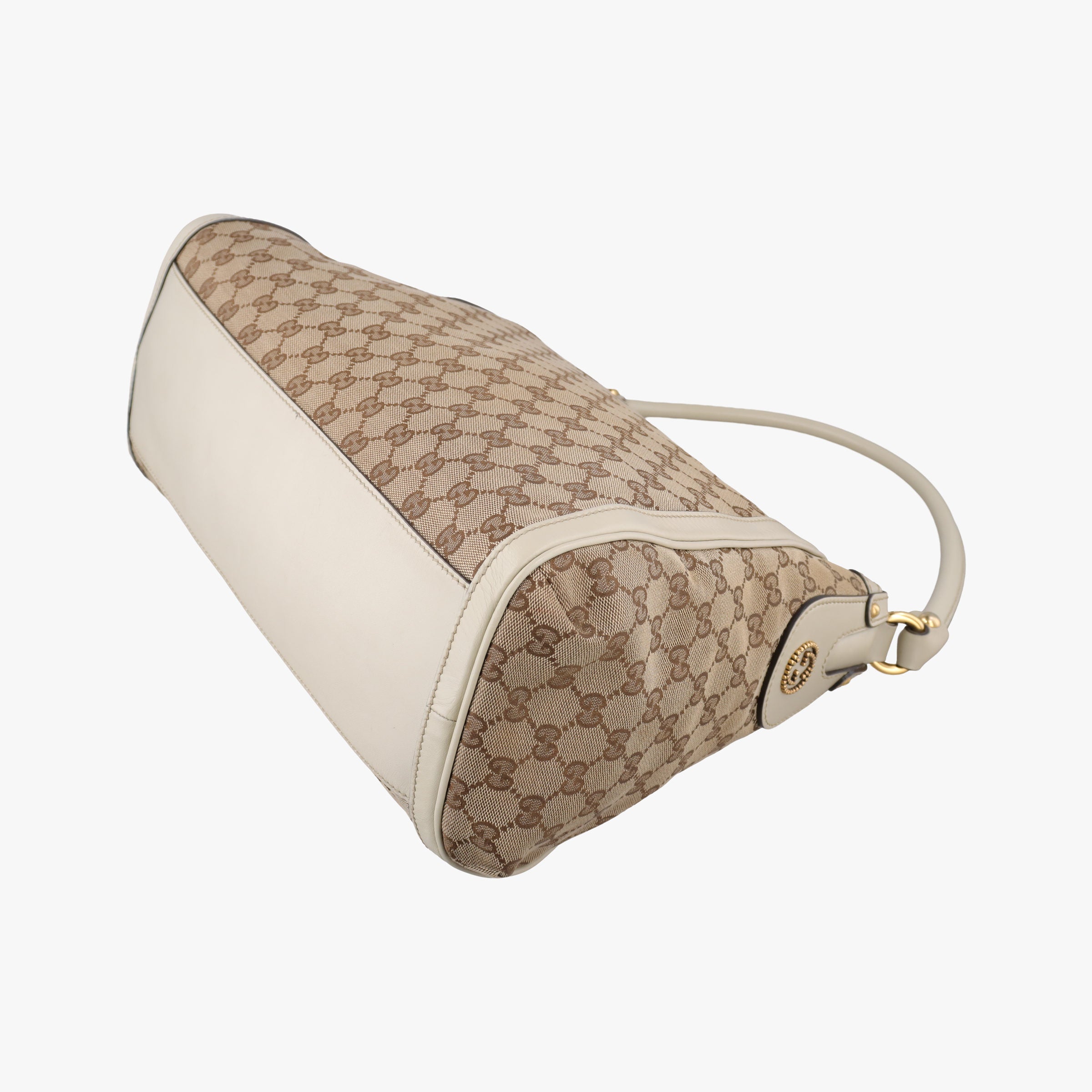 Vintage Gucci Guccissima Beige x Brown Canvas×Leather 282297 handbag | stylenewstar