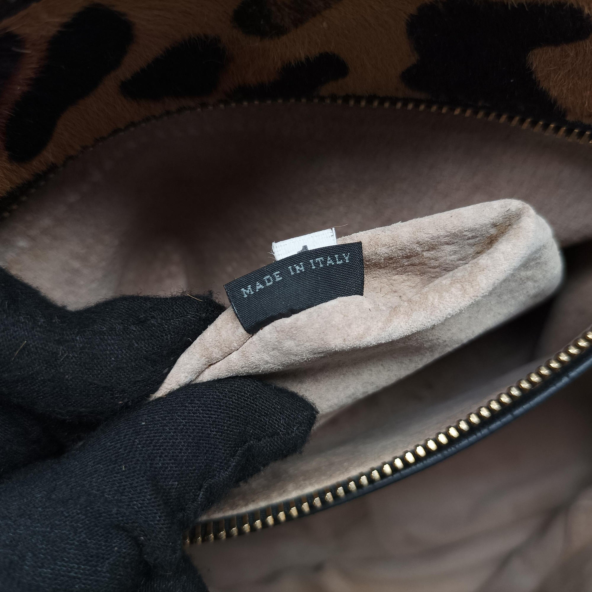 Pre-owned Prada Leopard Print beige×Multicolour ponyhair×leather  handbag | stylenewstar