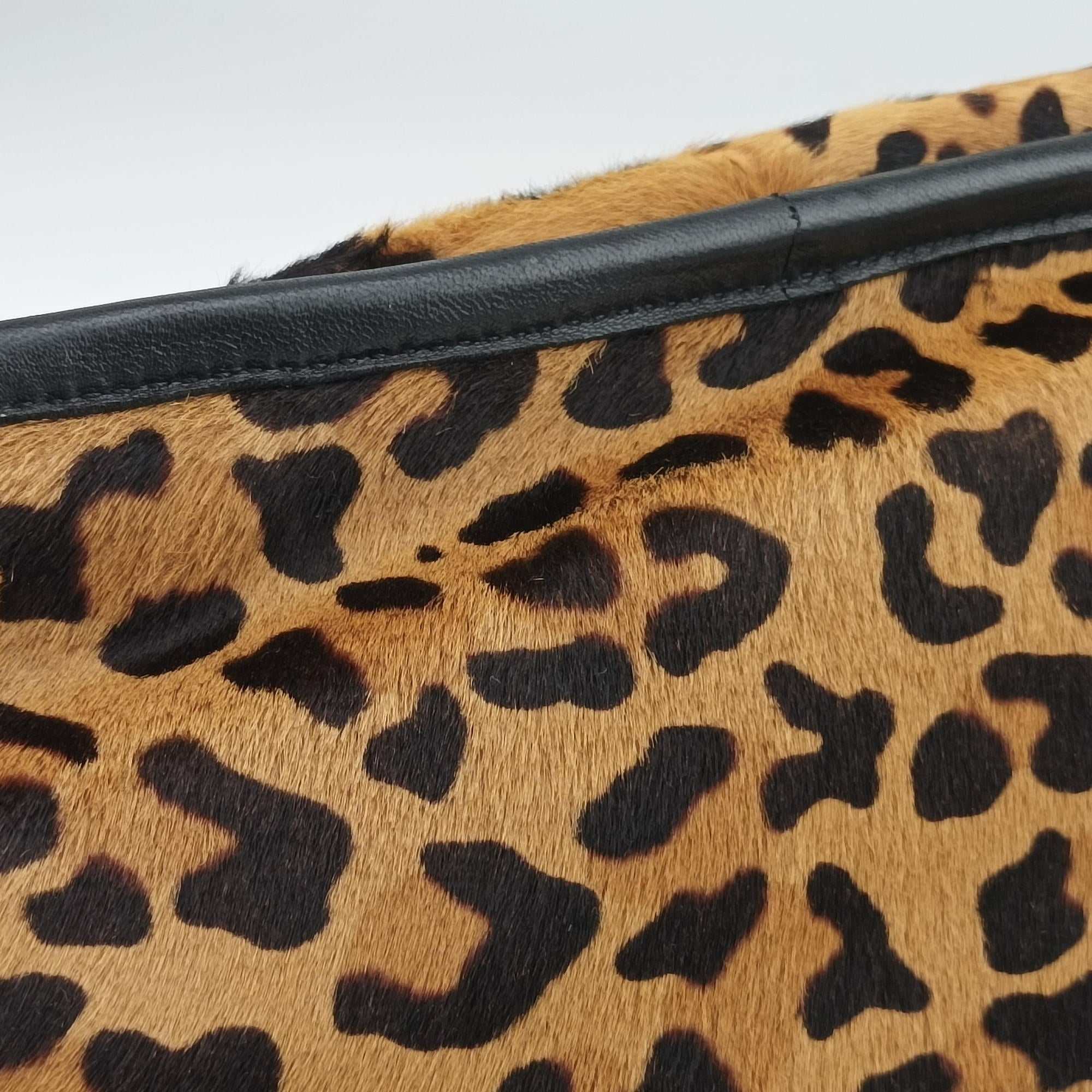 Pre-owned Prada Leopard Print beige×Multicolour ponyhair×leather  handbag | stylenewstar
