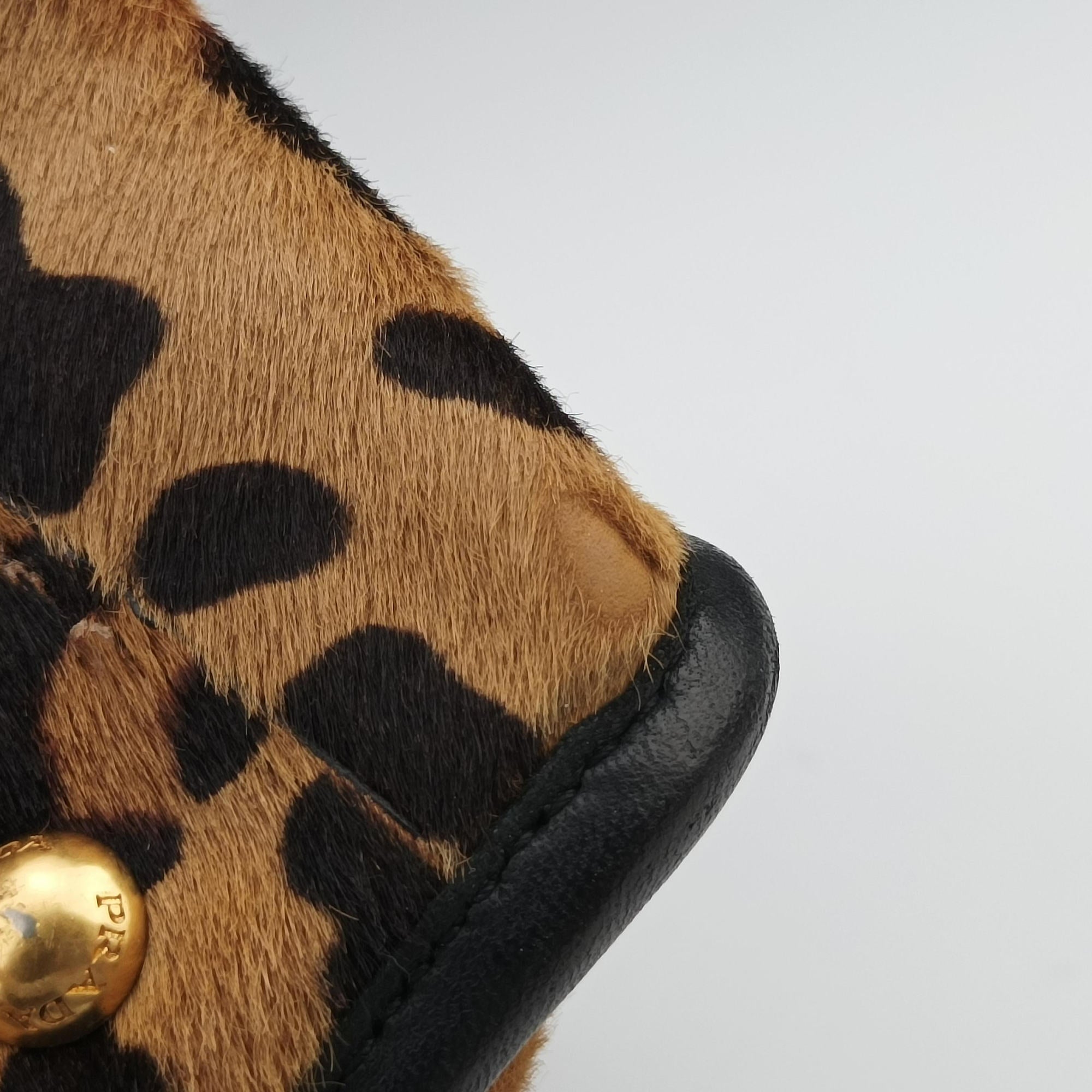 Pre-owned Prada Leopard Print beige×Multicolour ponyhair×leather  handbag | stylenewstar