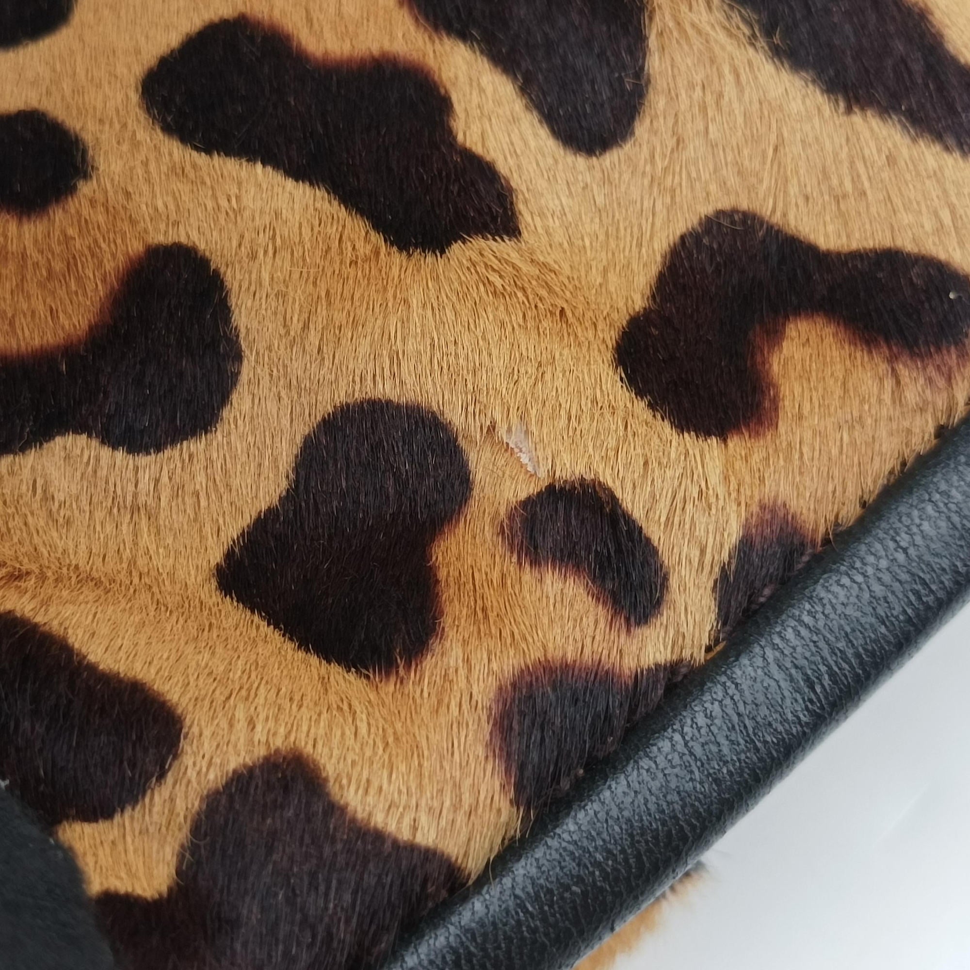 Pre-owned Prada Leopard Print beige×Multicolour ponyhair×leather  handbag | stylenewstar