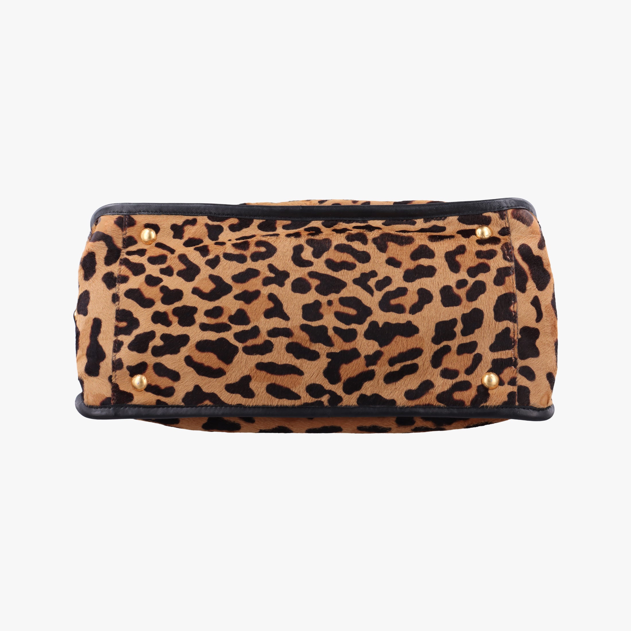 Pre-owned Prada Leopard Print beige×Multicolour ponyhair×leather  handbag | stylenewstar