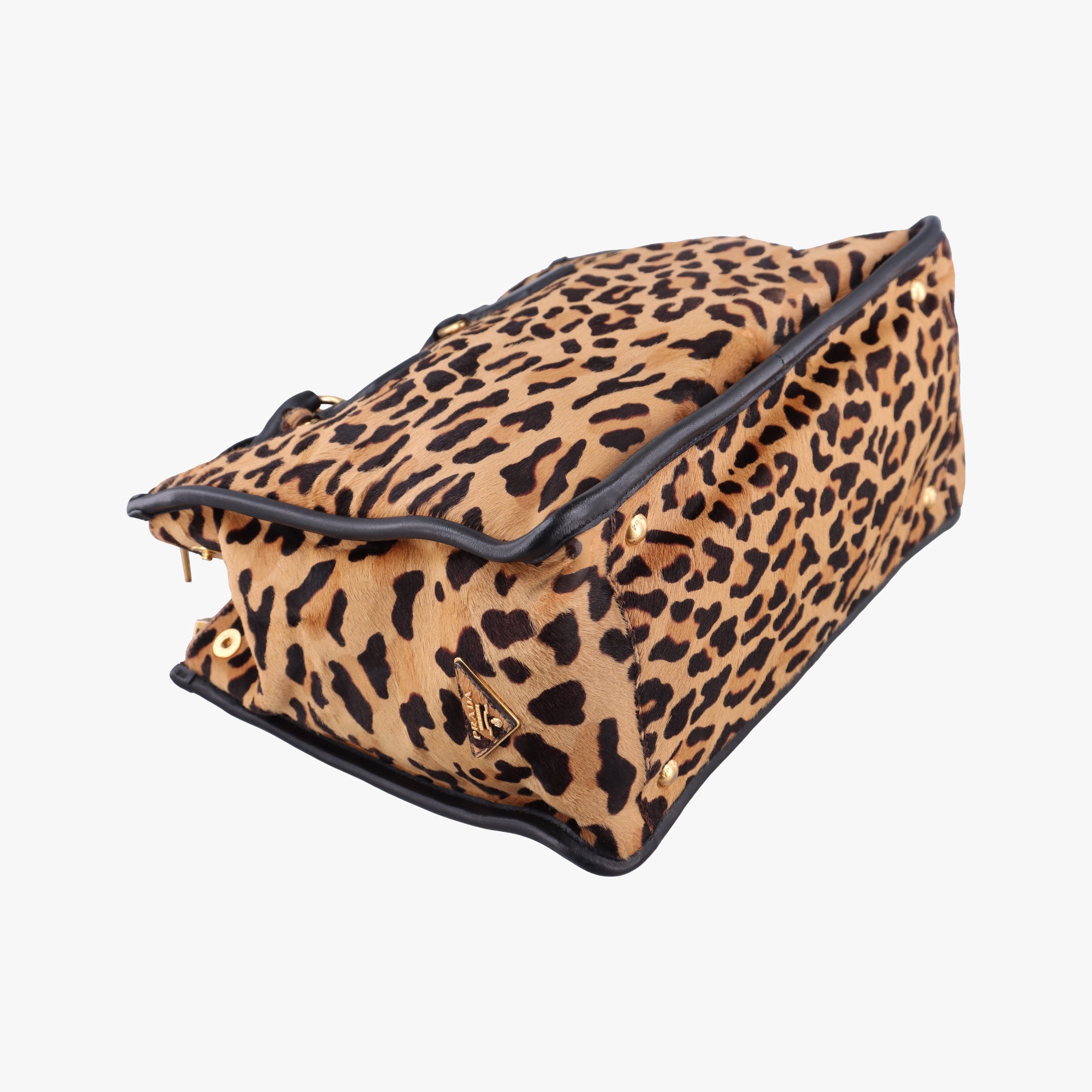 Pre-owned Prada Leopard Print beige×Multicolour ponyhair×leather  handbag | stylenewstar