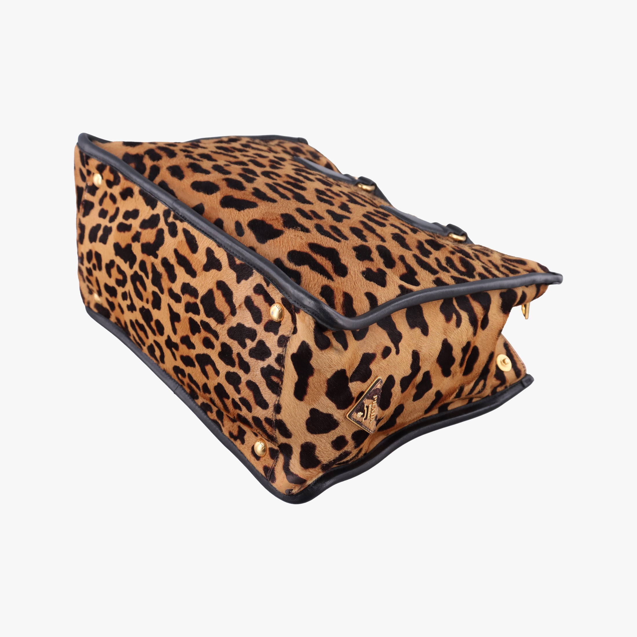 Pre-owned Prada Leopard Print beige×Multicolour ponyhair×leather  handbag | stylenewstar