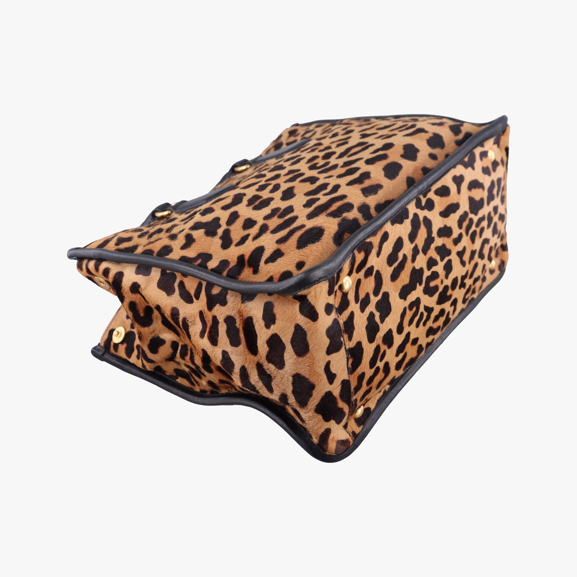 Pre-owned Prada Leopard Print beige×Multicolour ponyhair×leather  handbag | stylenewstar