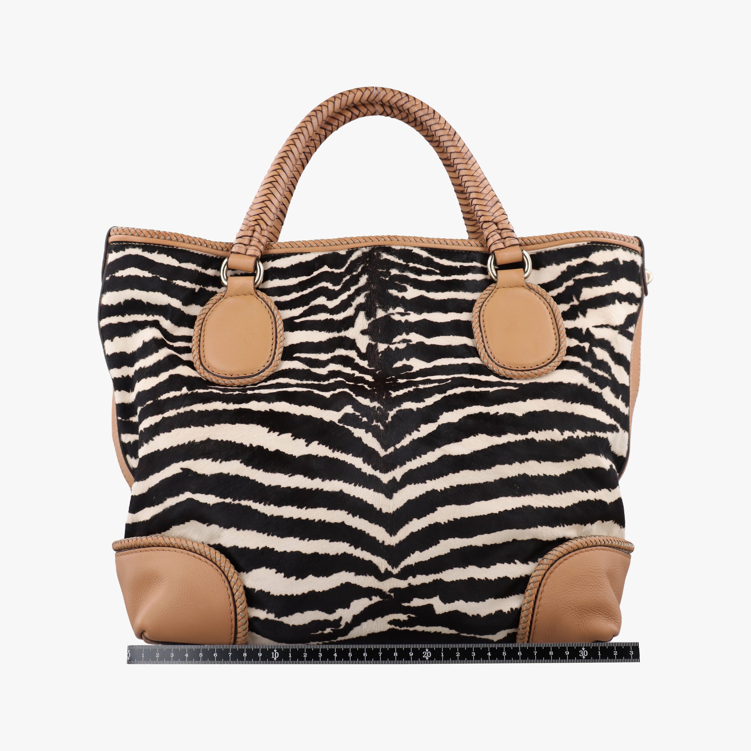 Pre-owned Gucci Zebra Printed Marrakech Black×White×Beige ponyhair×leather 257023 handbag | stylenewstar