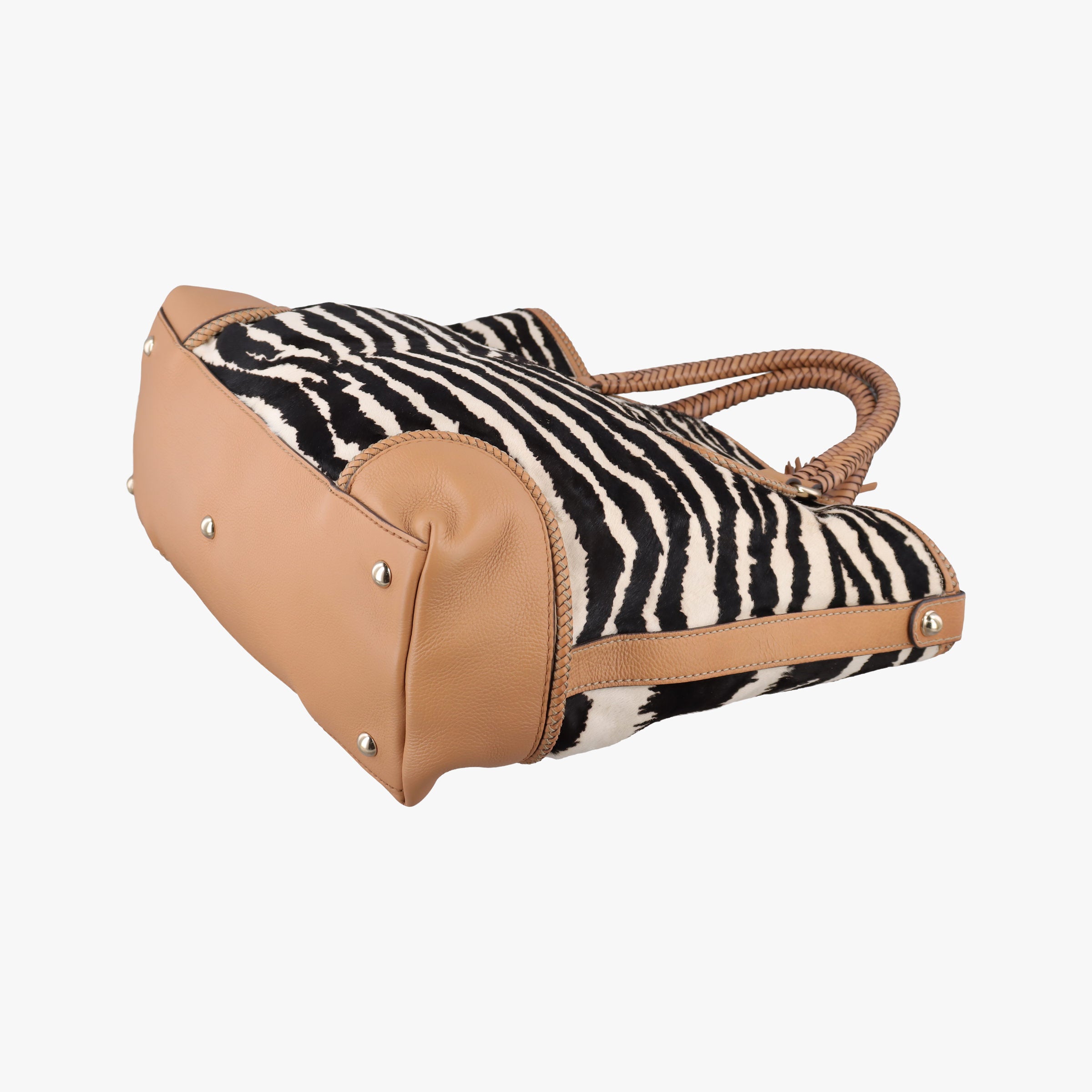 Pre-owned Gucci Zebra Printed Marrakech Black×White×Beige ponyhair×leather 257023 handbag | stylenewstar