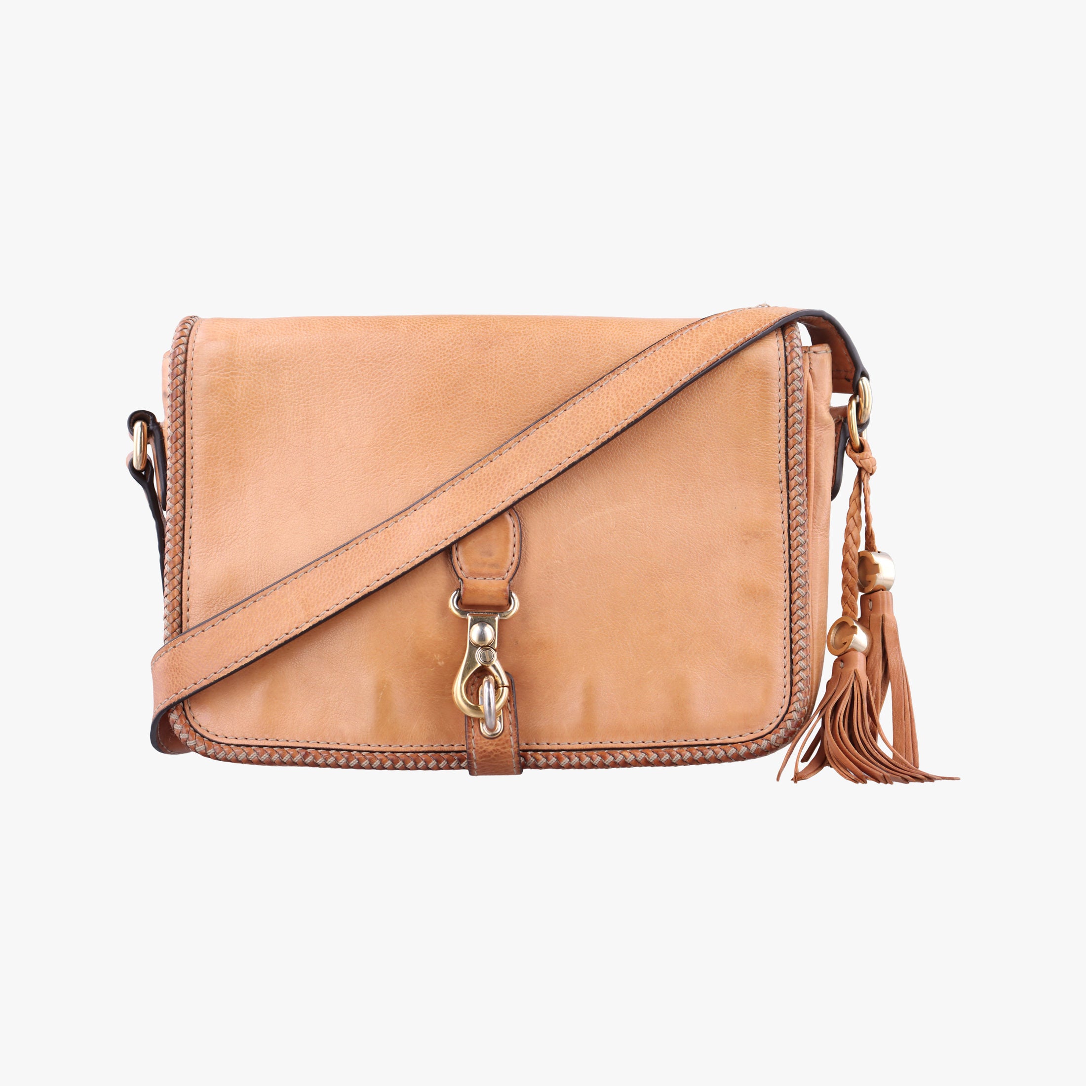 Pre-owned Gucci Marrakech Messenger Brown Leather 257024 shoulderbag | stylenewstar