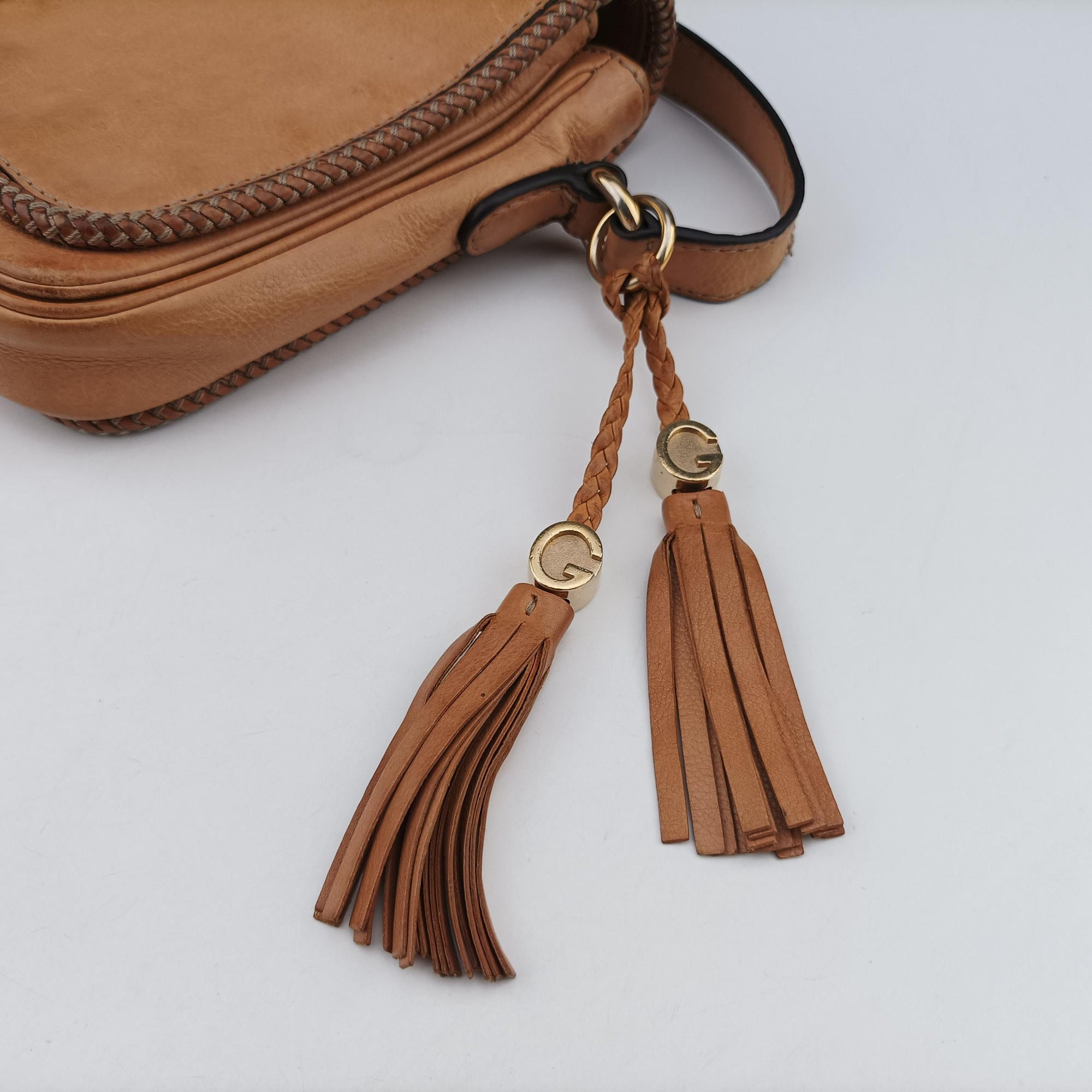 Pre-owned Gucci Marrakech Messenger Brown Leather 257024 shoulderbag | stylenewstar