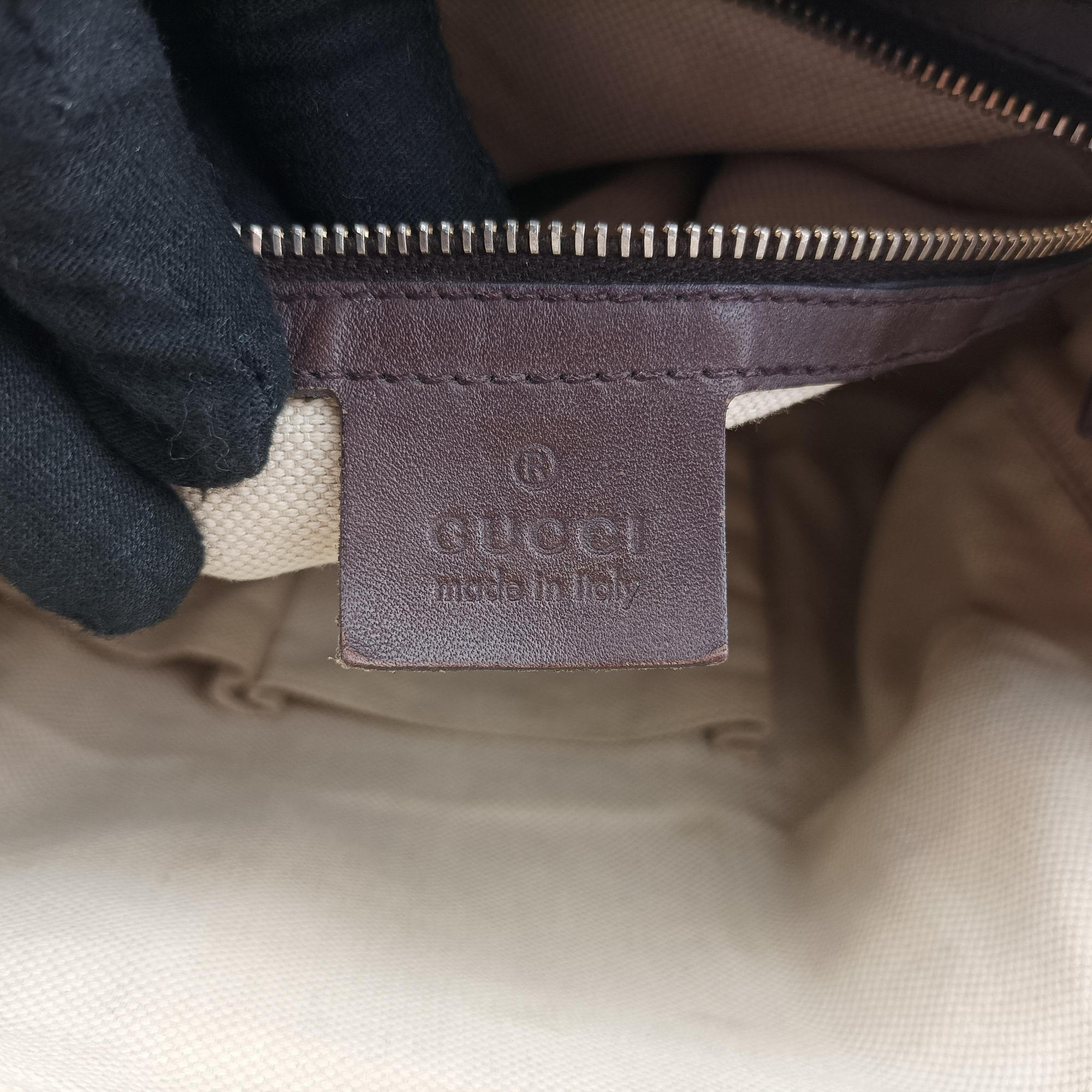 Pre-owned Gucci Sherry Line Brown×Beige×Red×Green canvas×leather 247205 shoulderbag | stylenewstar