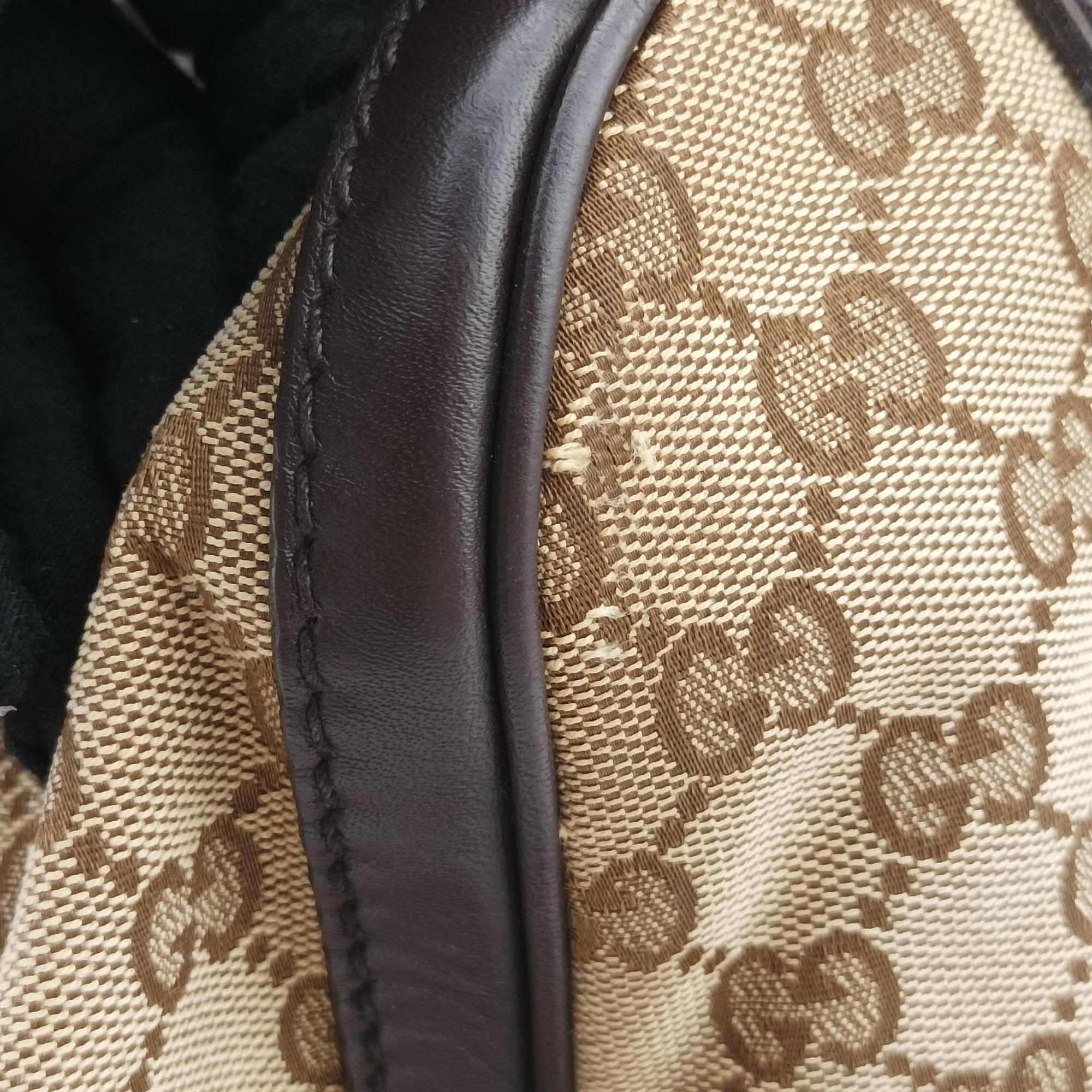 Pre-owned Gucci Sherry Line Brown×Beige×Red×Green canvas×leather 247205 shoulderbag | stylenewstar