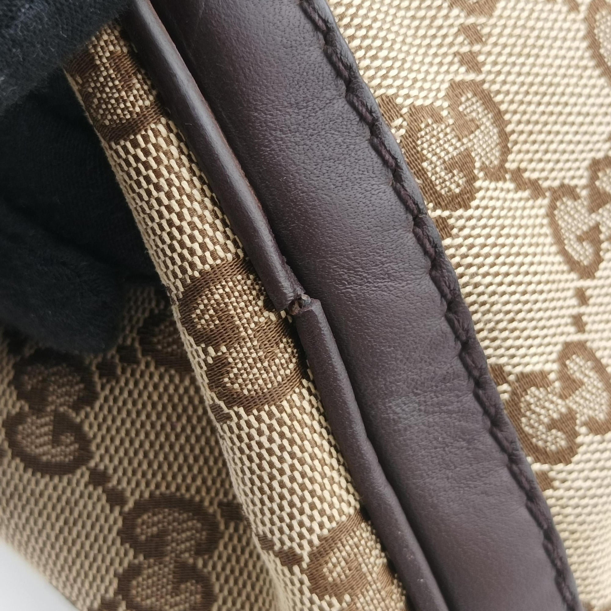 Pre-owned Gucci Sherry Line Brown×Beige×Red×Green canvas×leather 247205 shoulderbag | stylenewstar