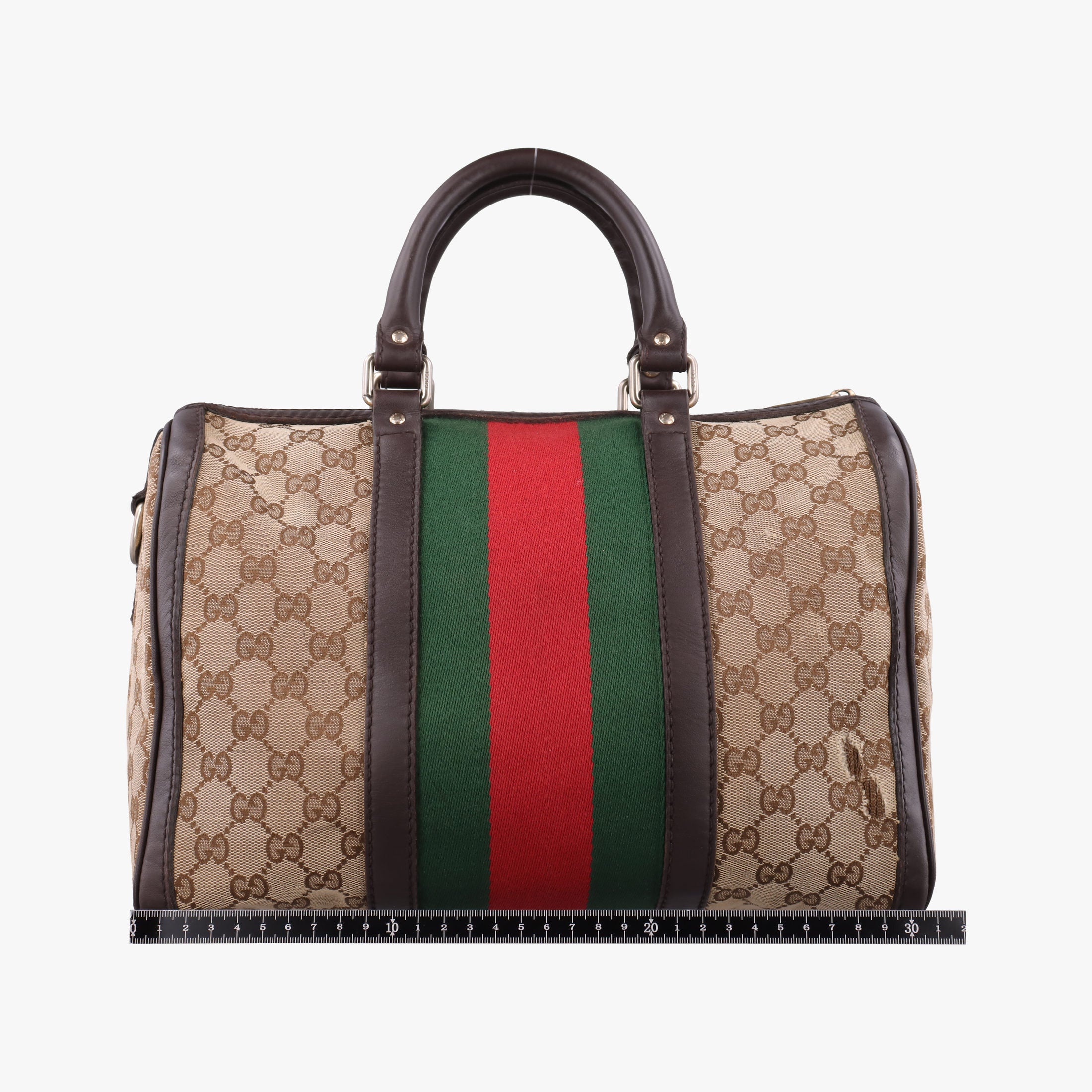 Pre-owned Gucci Sherry Line Brown×Beige×Red×Green canvas×leather 247205 shoulderbag | stylenewstar