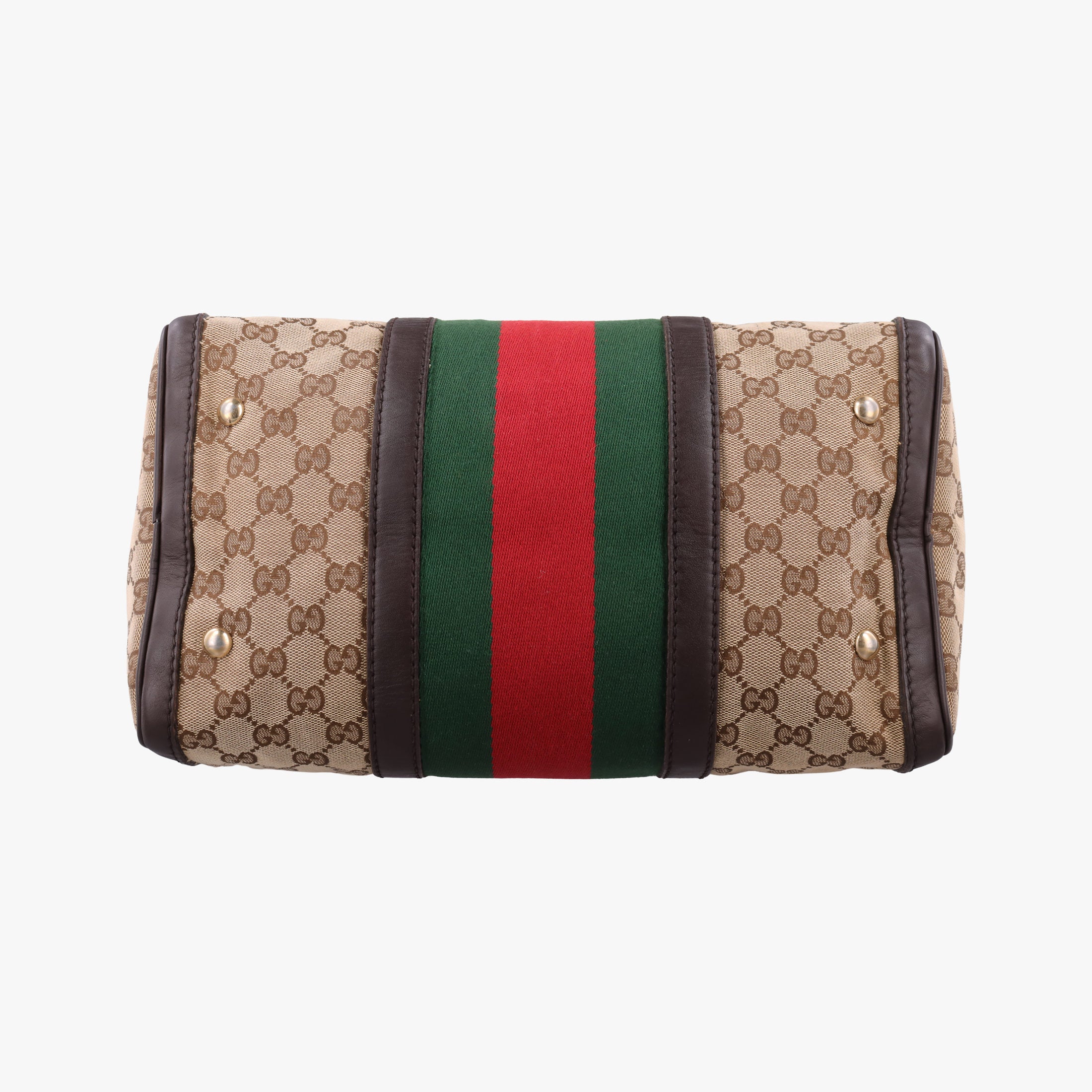 Pre-owned Gucci Sherry Line Brown×Beige×Red×Green canvas×leather 247205 shoulderbag | stylenewstar