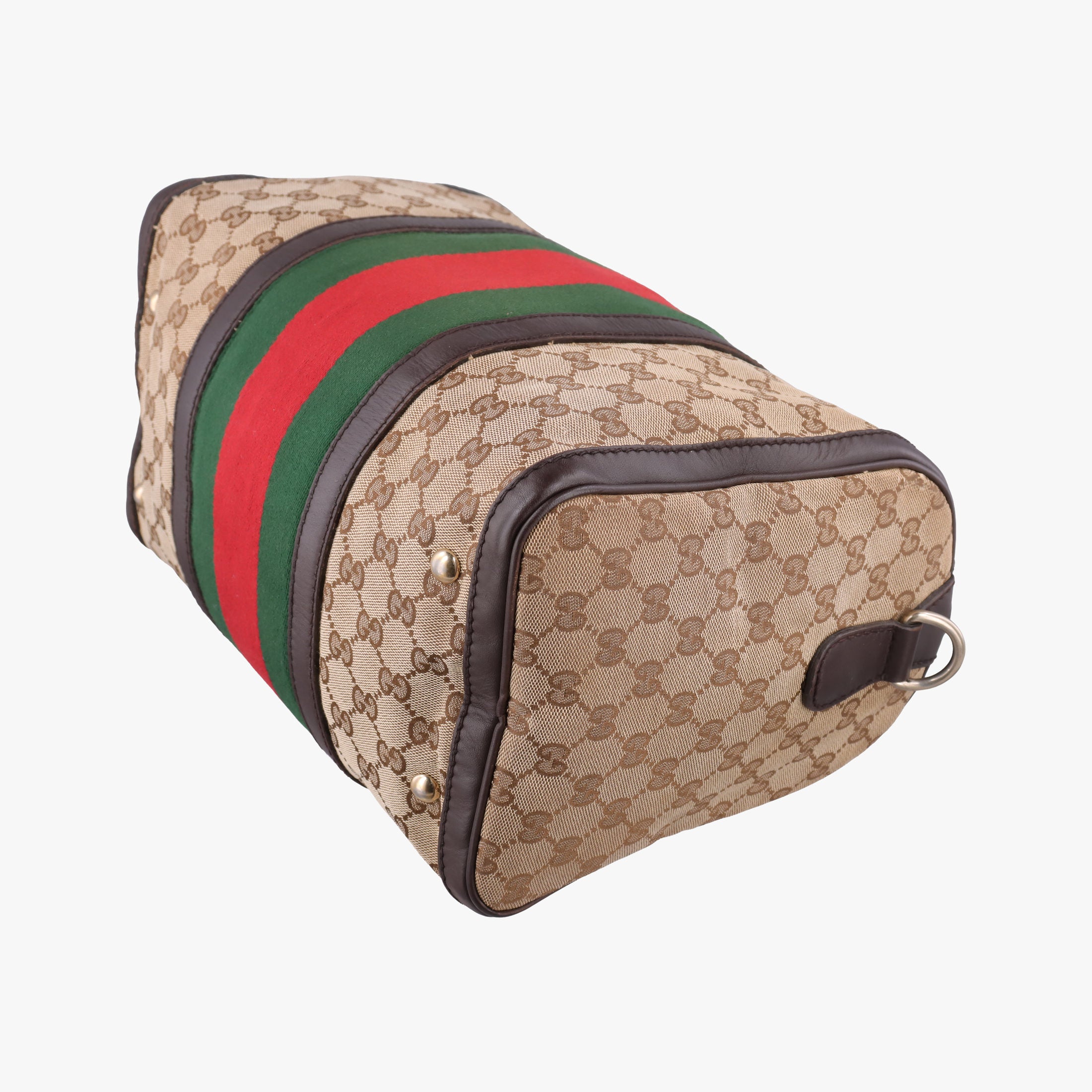 Pre-owned Gucci Sherry Line Brown×Beige×Red×Green canvas×leather 247205 shoulderbag | stylenewstar