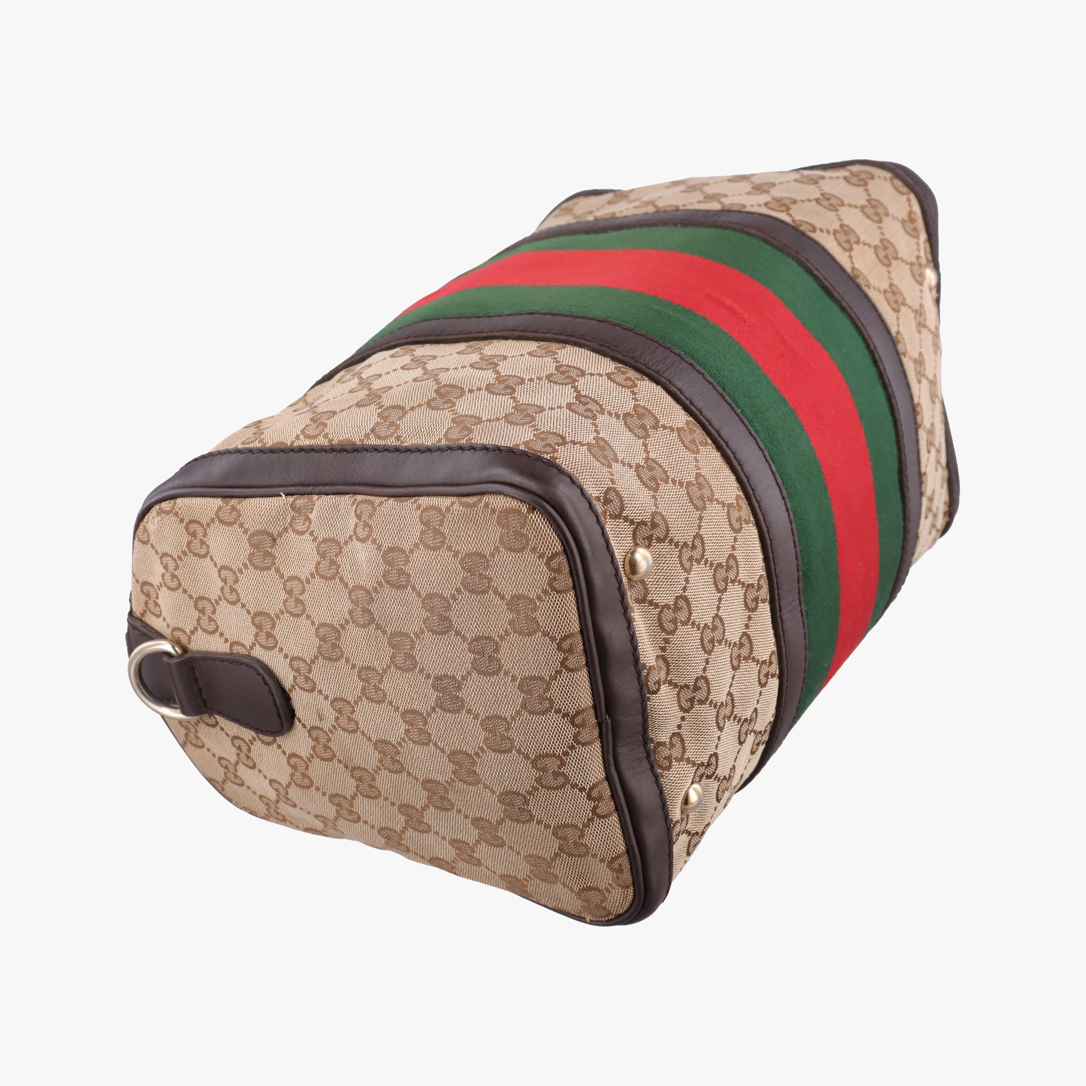 Pre-owned Gucci Sherry Line Brown×Beige×Red×Green canvas×leather 247205 shoulderbag | stylenewstar
