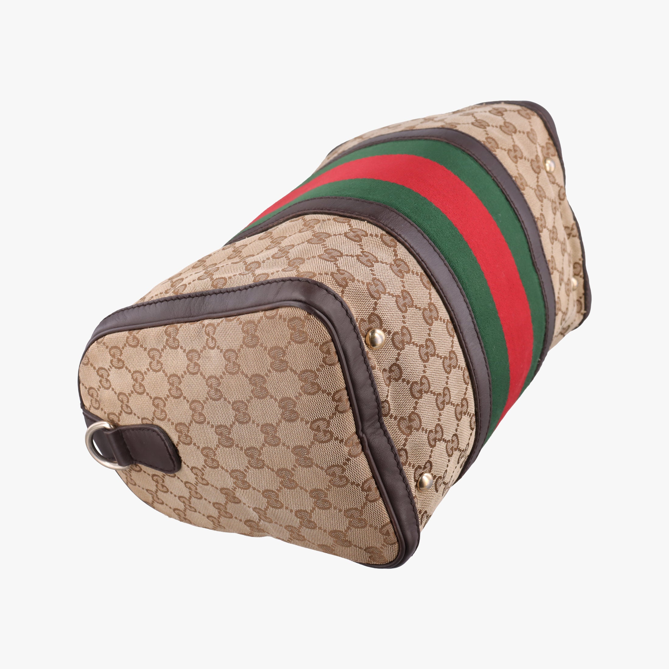 Pre-owned Gucci Sherry Line Brown×Beige×Red×Green canvas×leather 247205 shoulderbag | stylenewstar