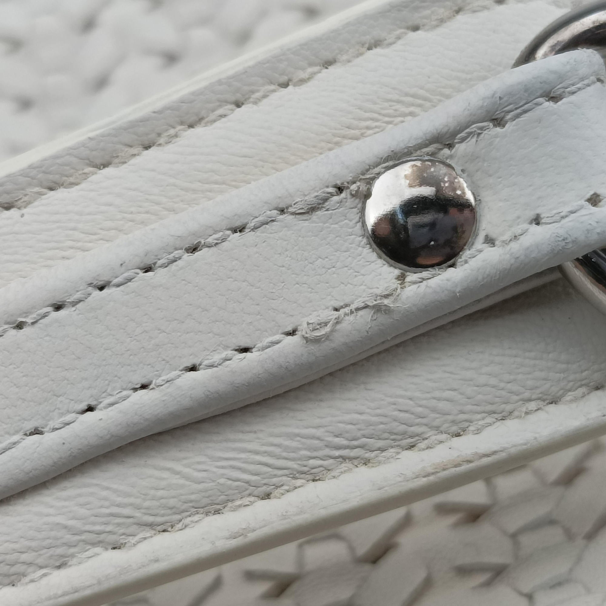Pre-owned Christian Dior Soft Lady Dior Canage INTRECCIATO Tote White lambskin  handbag | stylenewstar