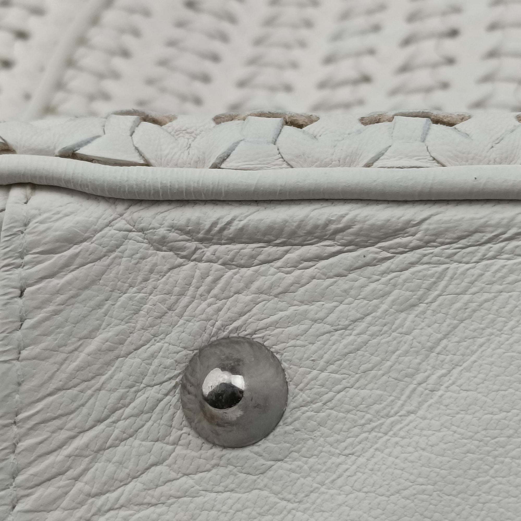 Pre-owned Christian Dior Soft Lady Dior Canage INTRECCIATO Tote White lambskin  handbag | stylenewstar