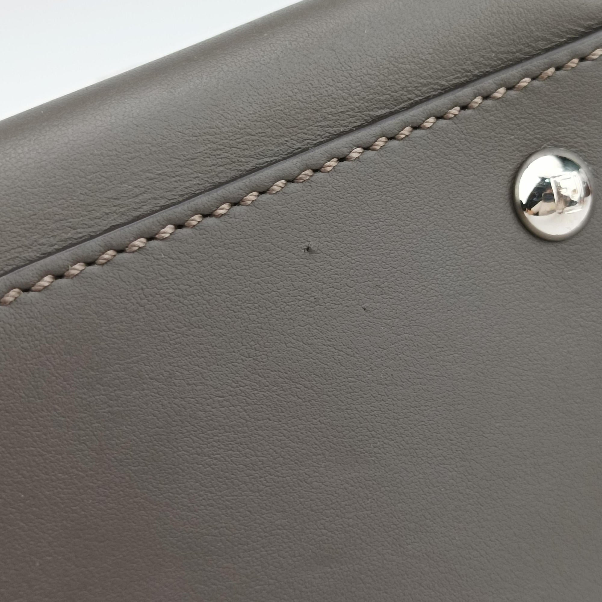Pre-owned Fendi Dotcom Gray × Orange Leather 8BN298 shoulderbag | stylenewstar