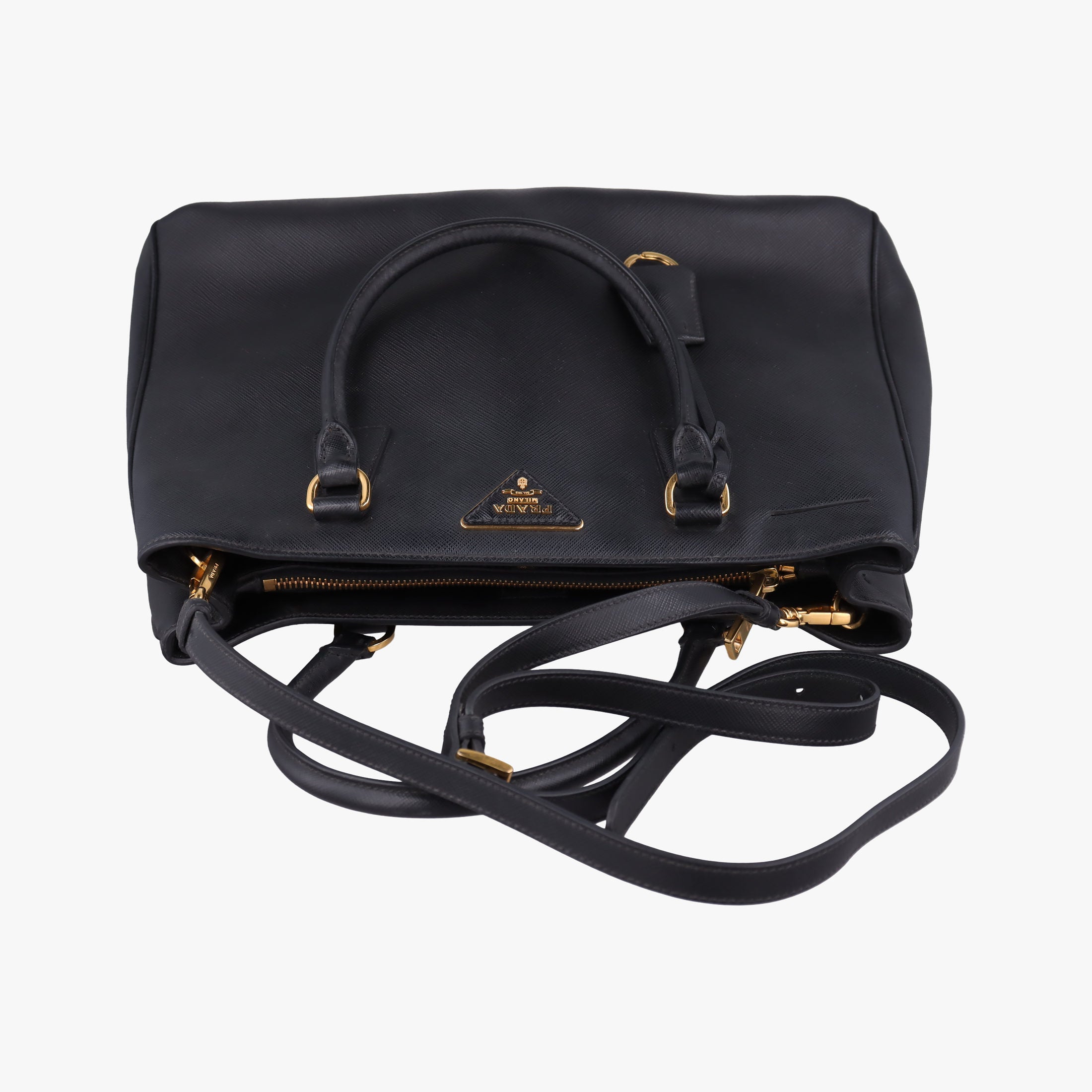 Pre-owned Prada Galleria Black SAFFIANO Leather BN2274 shoulderbag | stylenewstar