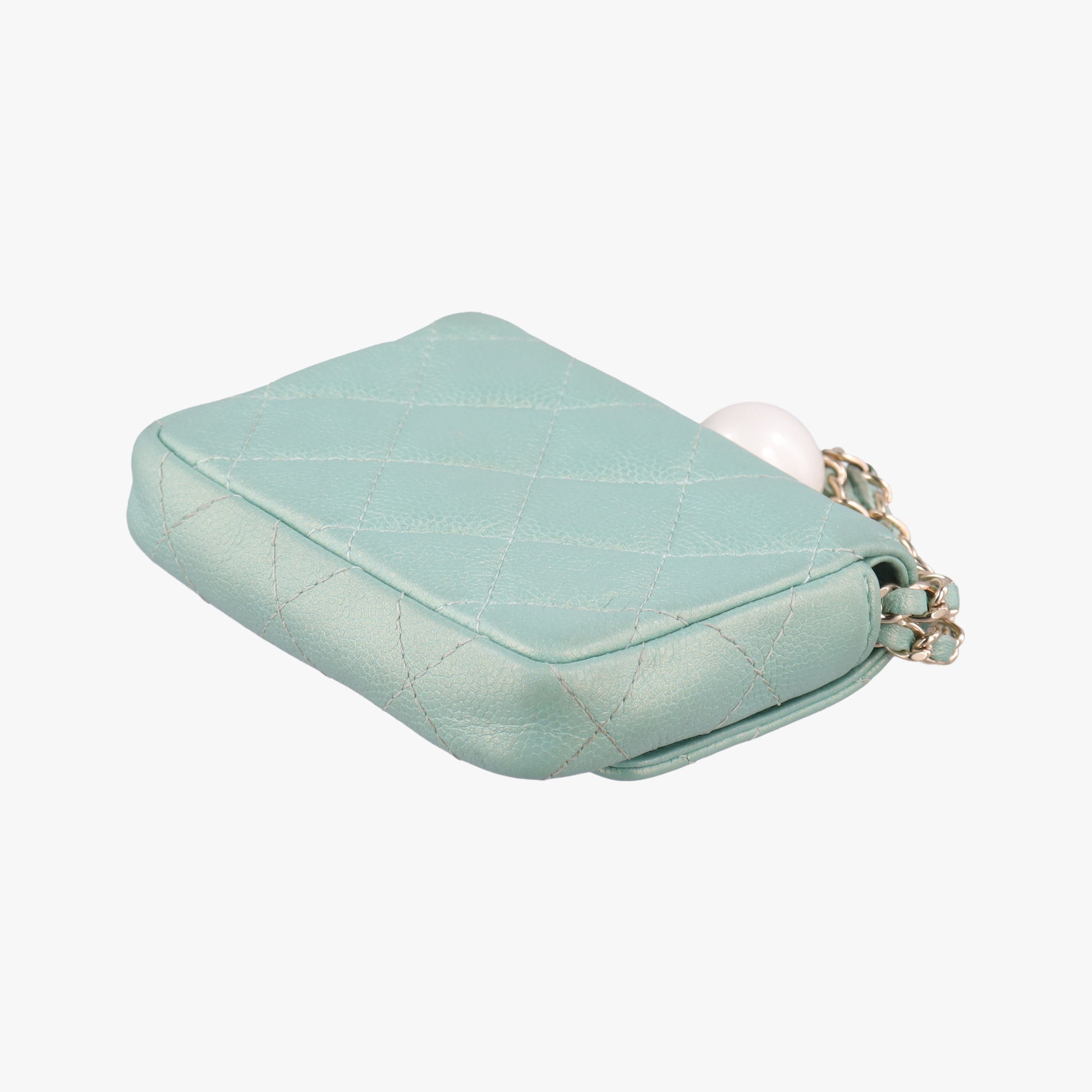 Secondhand Chanel Mini Matelasse Pearl Coin Purse Green lambskin AP2119 handbag | stylenewstar