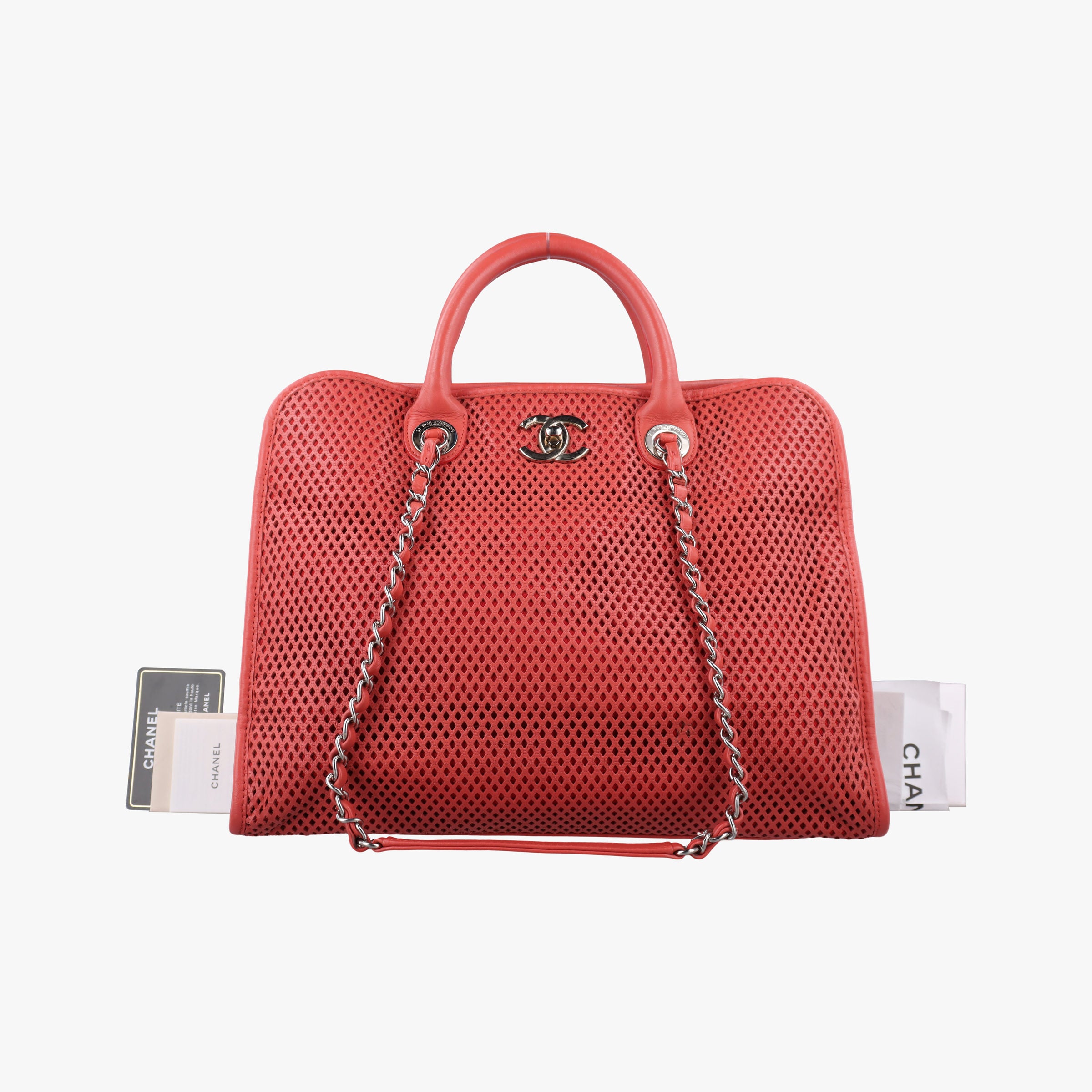 Vintage Chanel Up in the Air Perforated French Riviera Orange lambskin A67654 shoulderbag | stylenewstar