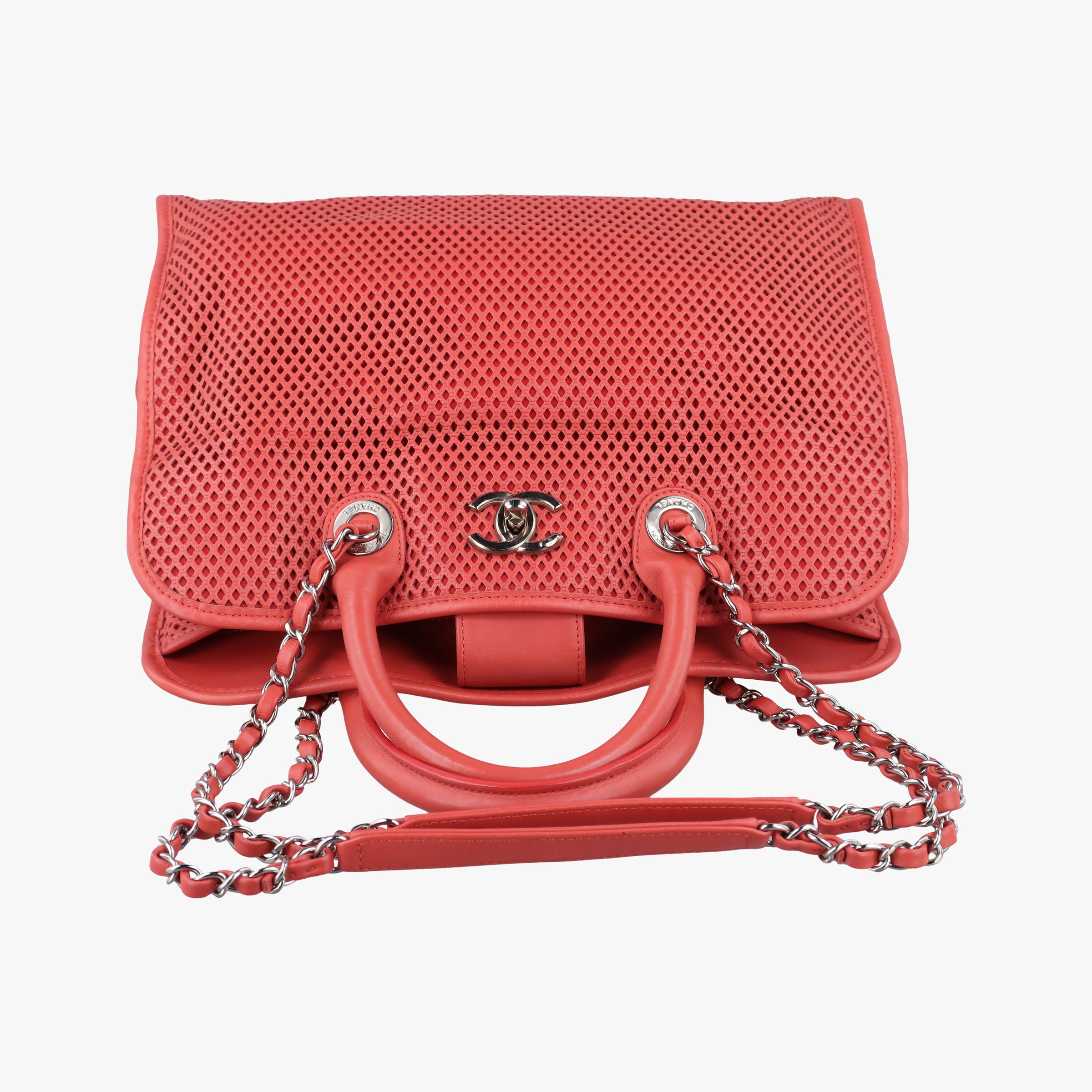 Vintage Chanel Up in the Air Perforated French Riviera Orange lambskin A67654 shoulderbag | stylenewstar