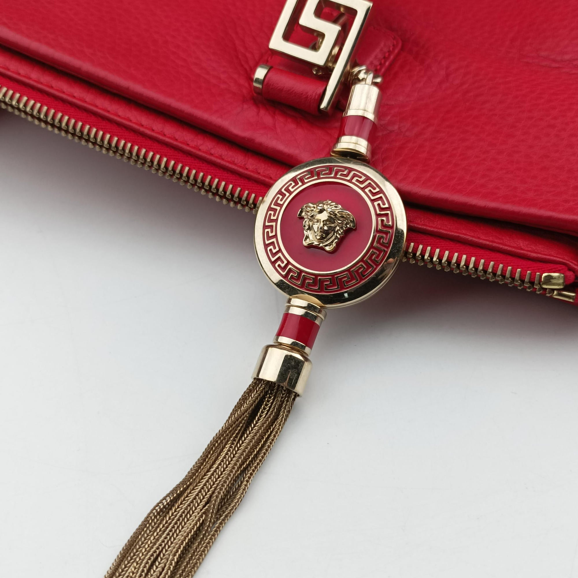 Pre-owned VERSACE Medusa Red Leather  handbag | stylenewstar