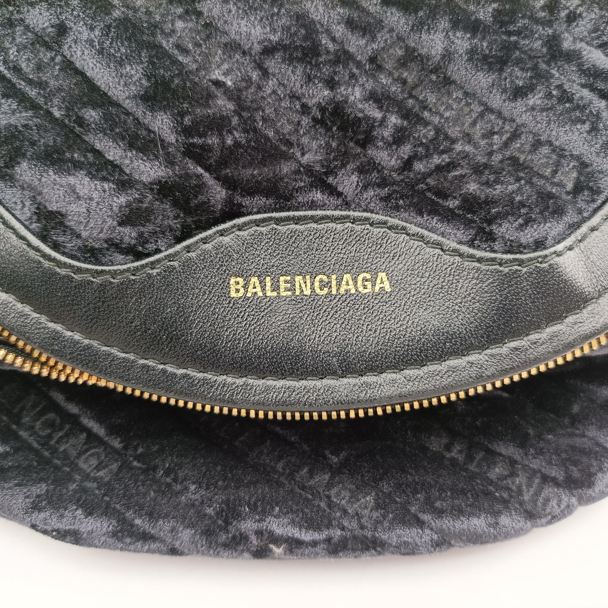 Pre-owned Balenciaga Souvenir XS Black Jacquard Velvet  bum bag/waist bag | stylenewstar