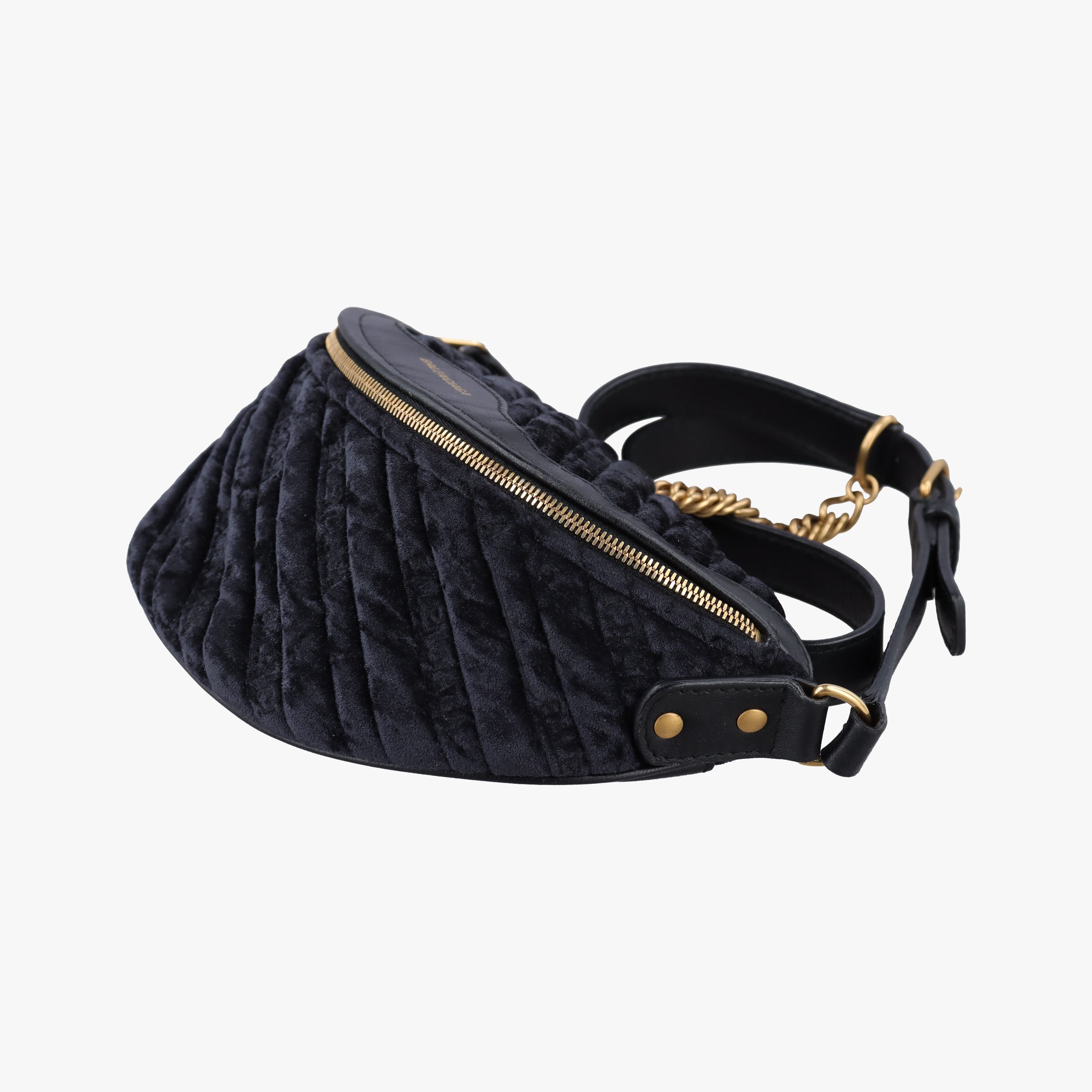 Pre-owned Balenciaga Souvenir XS Black Jacquard Velvet  bum bag/waist bag | stylenewstar