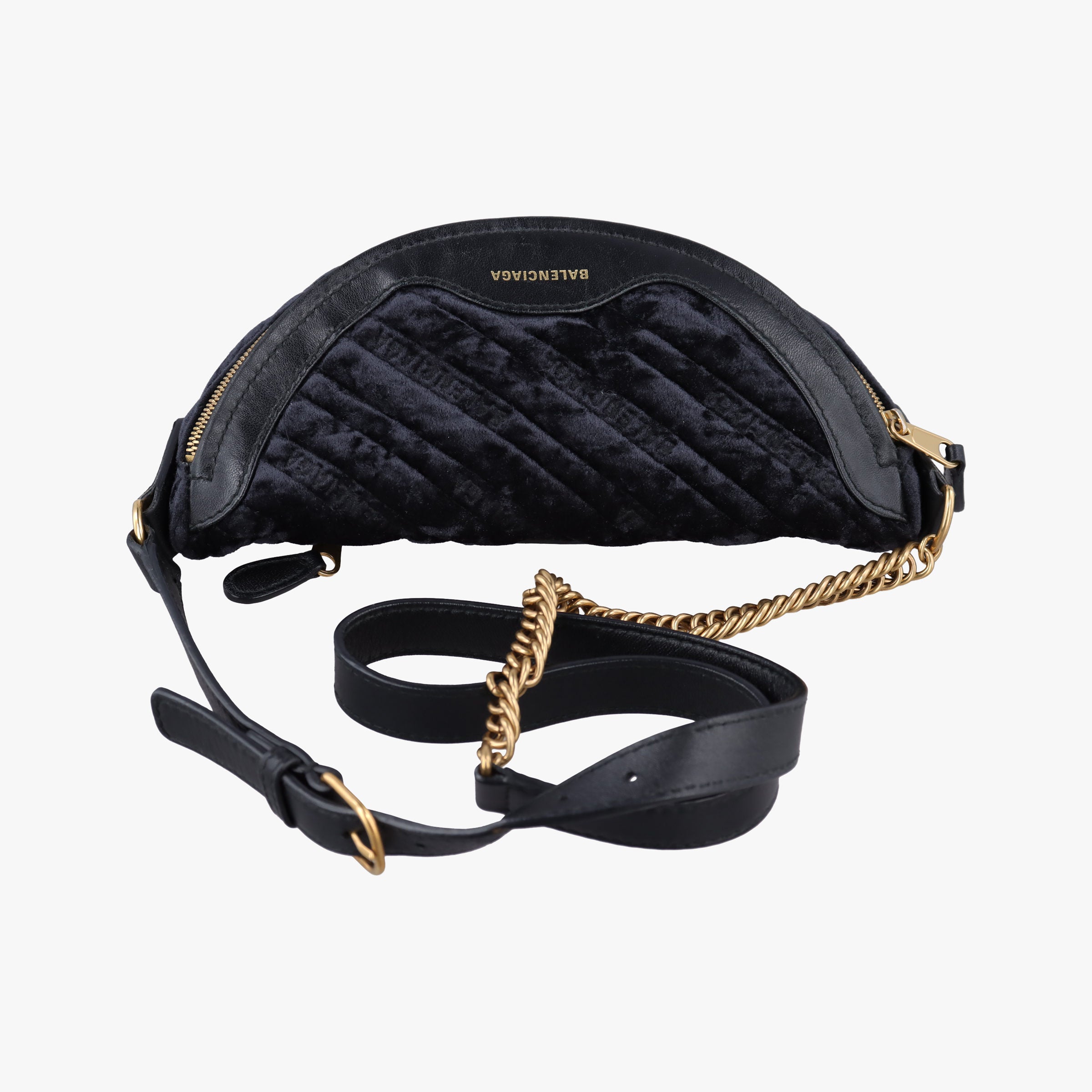 Pre-owned Balenciaga Souvenir XS Black Jacquard Velvet  bum bag/waist bag | stylenewstar