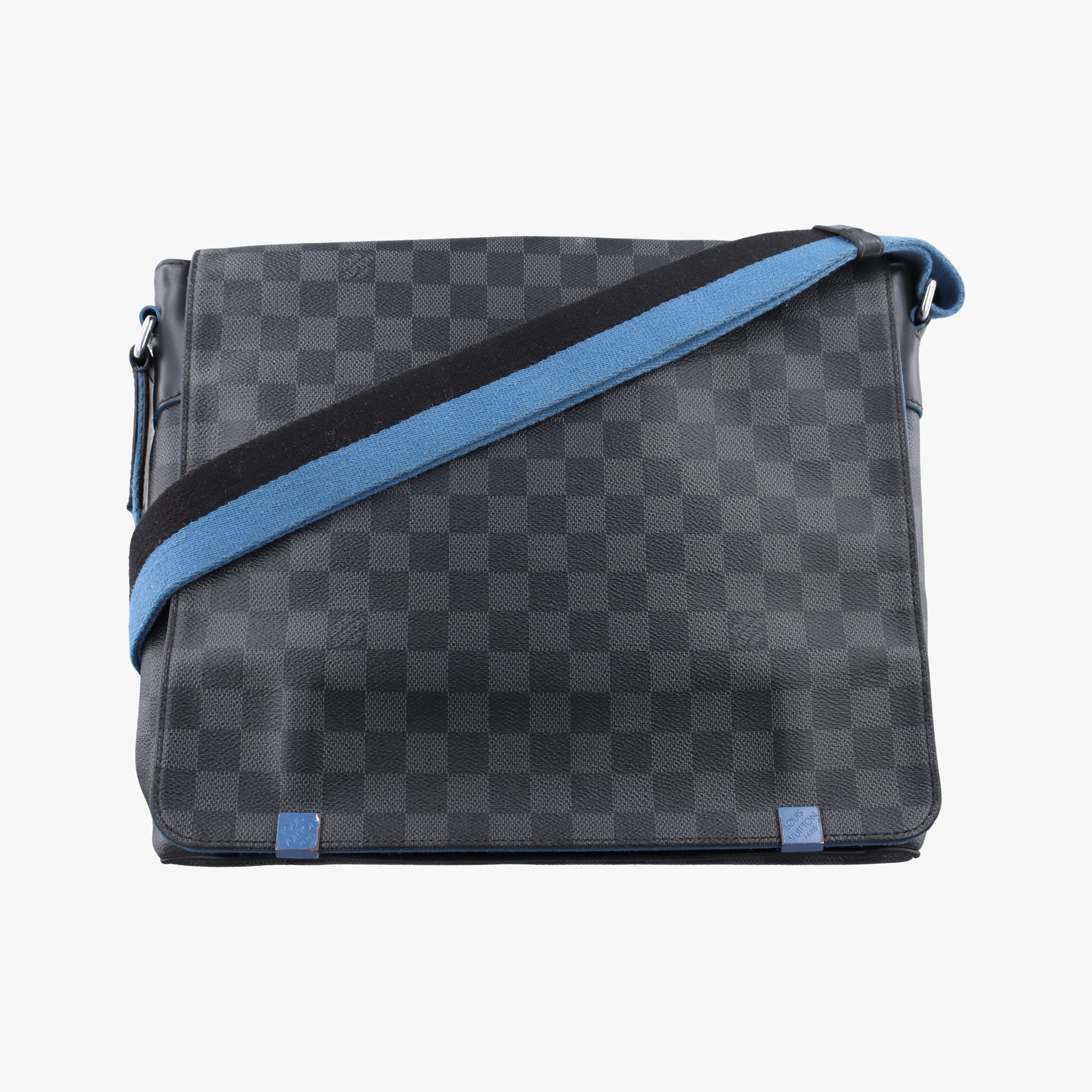 Pre-owned Louis Vuitton District PM Blue×Black Damier Graphite N42420 shoulderbag | stylenewstar