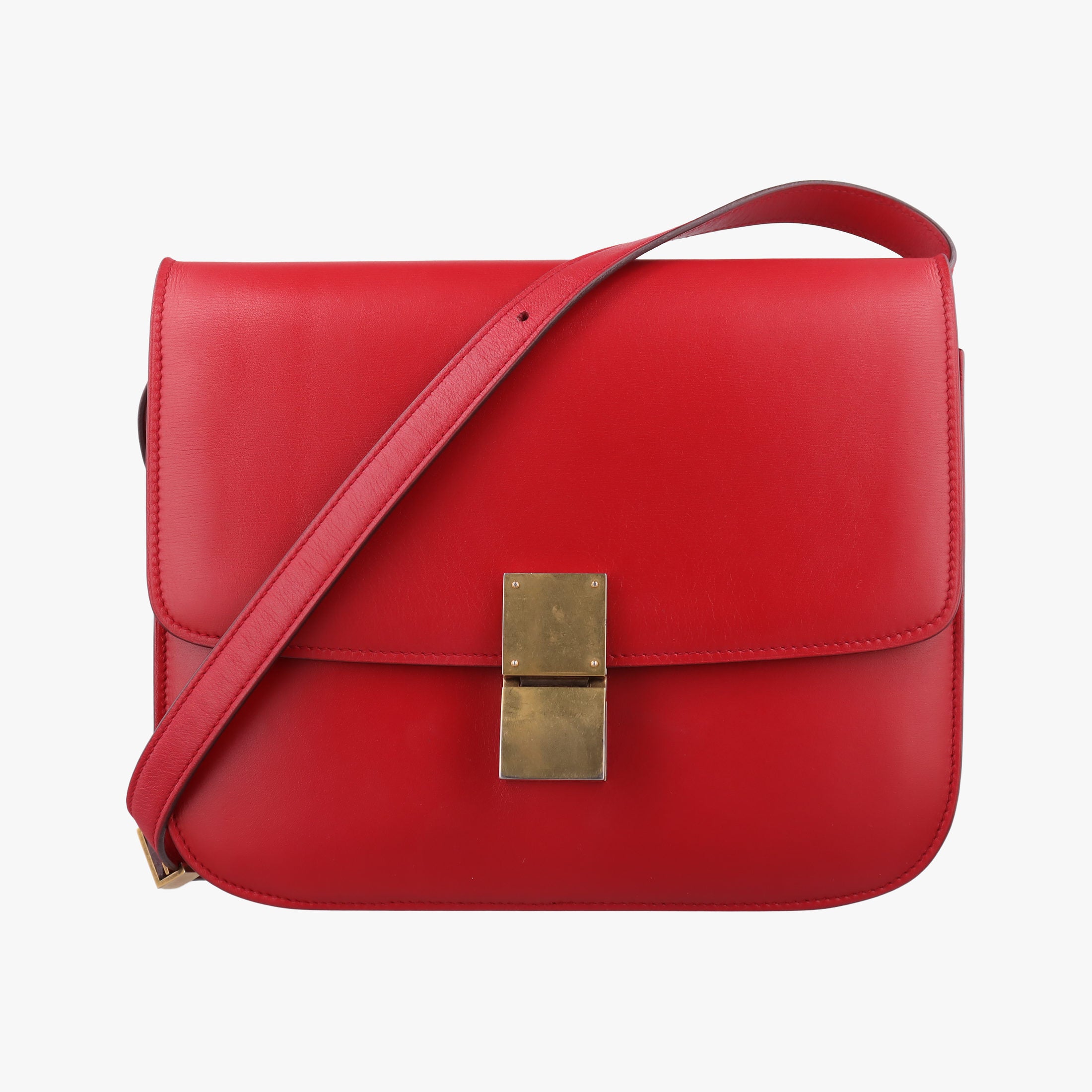 Vintage Celine Classic Box Red Leather  shoulderbag | stylenewstar